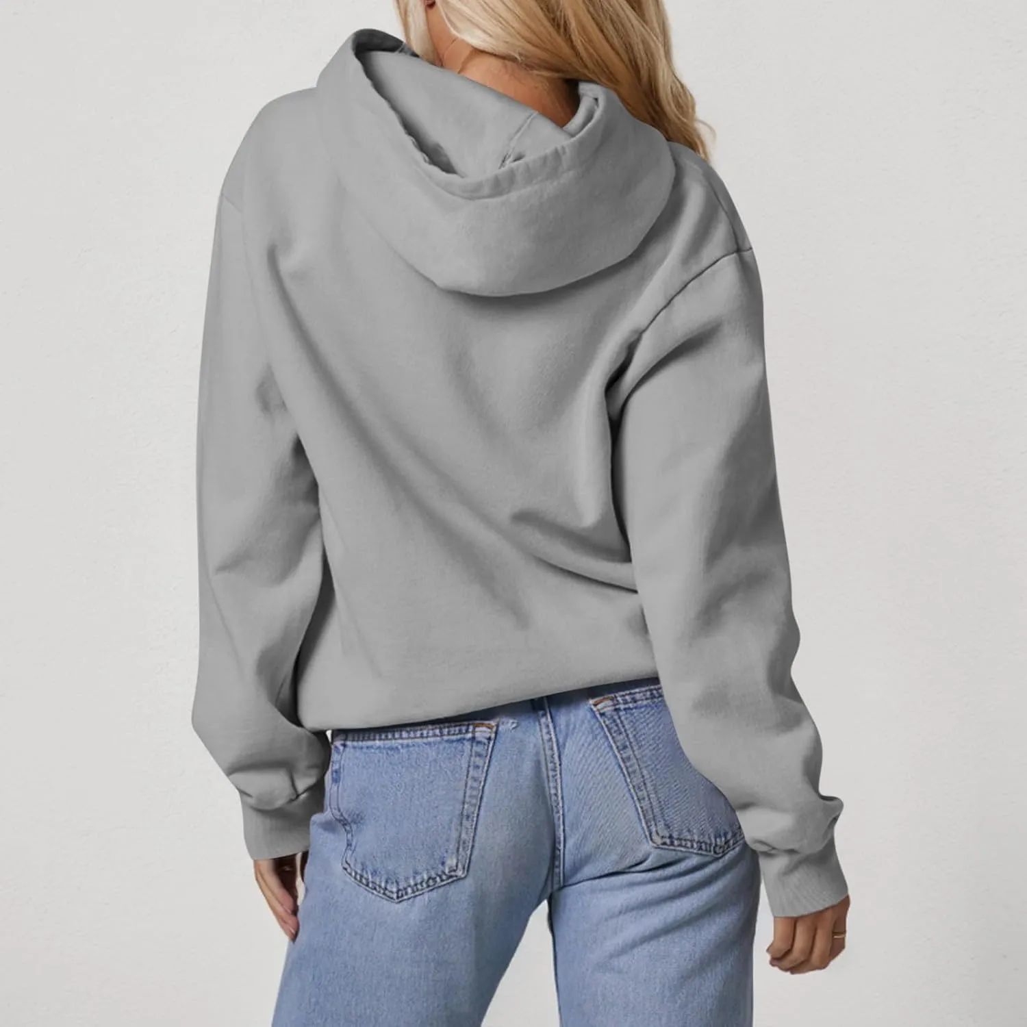 Hoodies for Women Preppy Fleece Pullover Preppy Long Sleeve Oversized Sweatshirts with Pockets Winter Sweatshirt