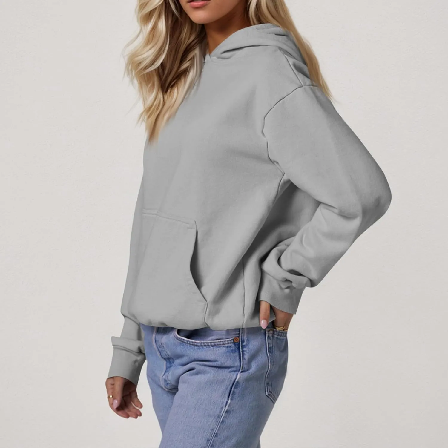 Hoodies for Women Preppy Fleece Pullover Preppy Long Sleeve Oversized Sweatshirts with Pockets Winter Sweatshirt