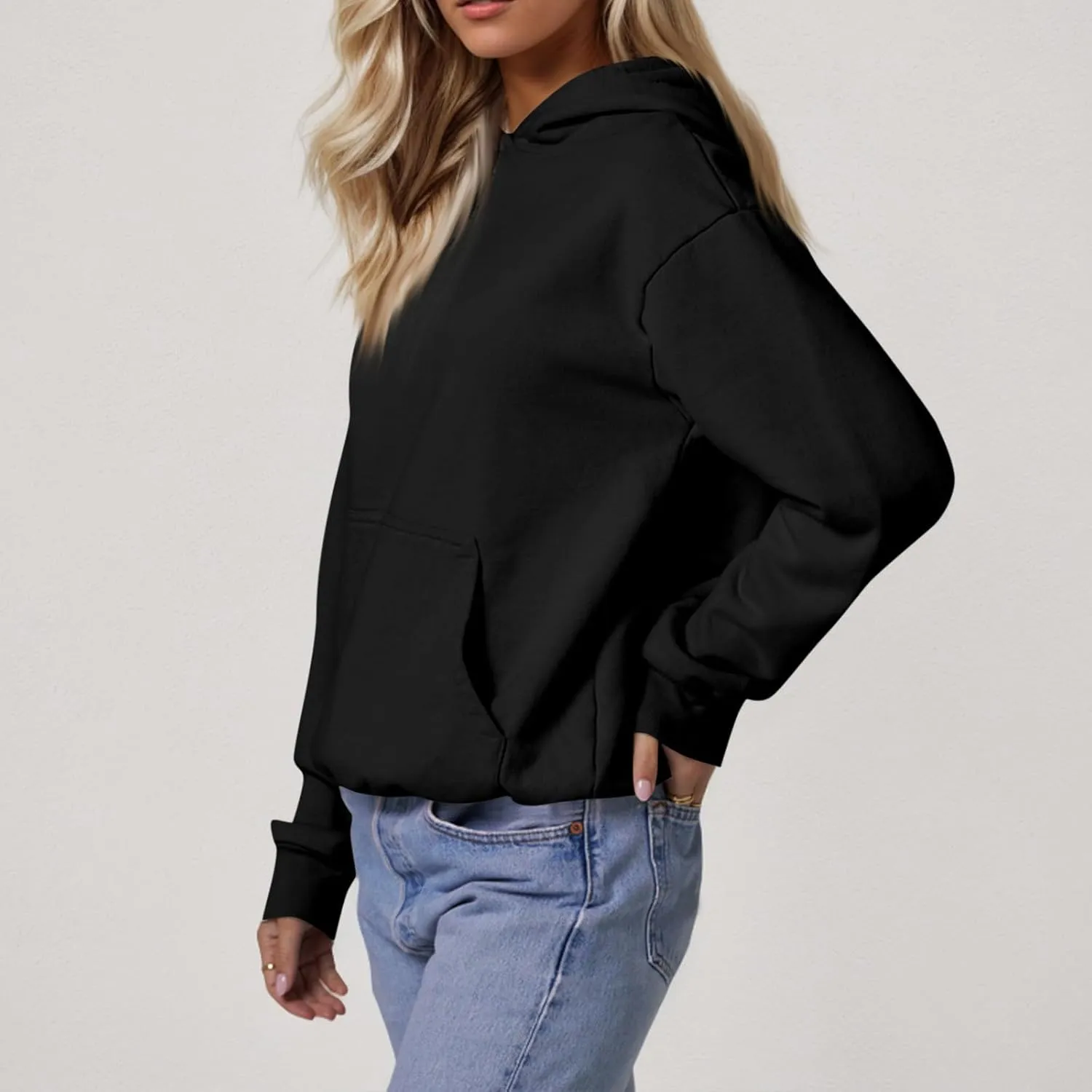 Hoodies for Women Preppy Fleece Pullover Preppy Long Sleeve Oversized Sweatshirts with Pockets Winter Sweatshirt