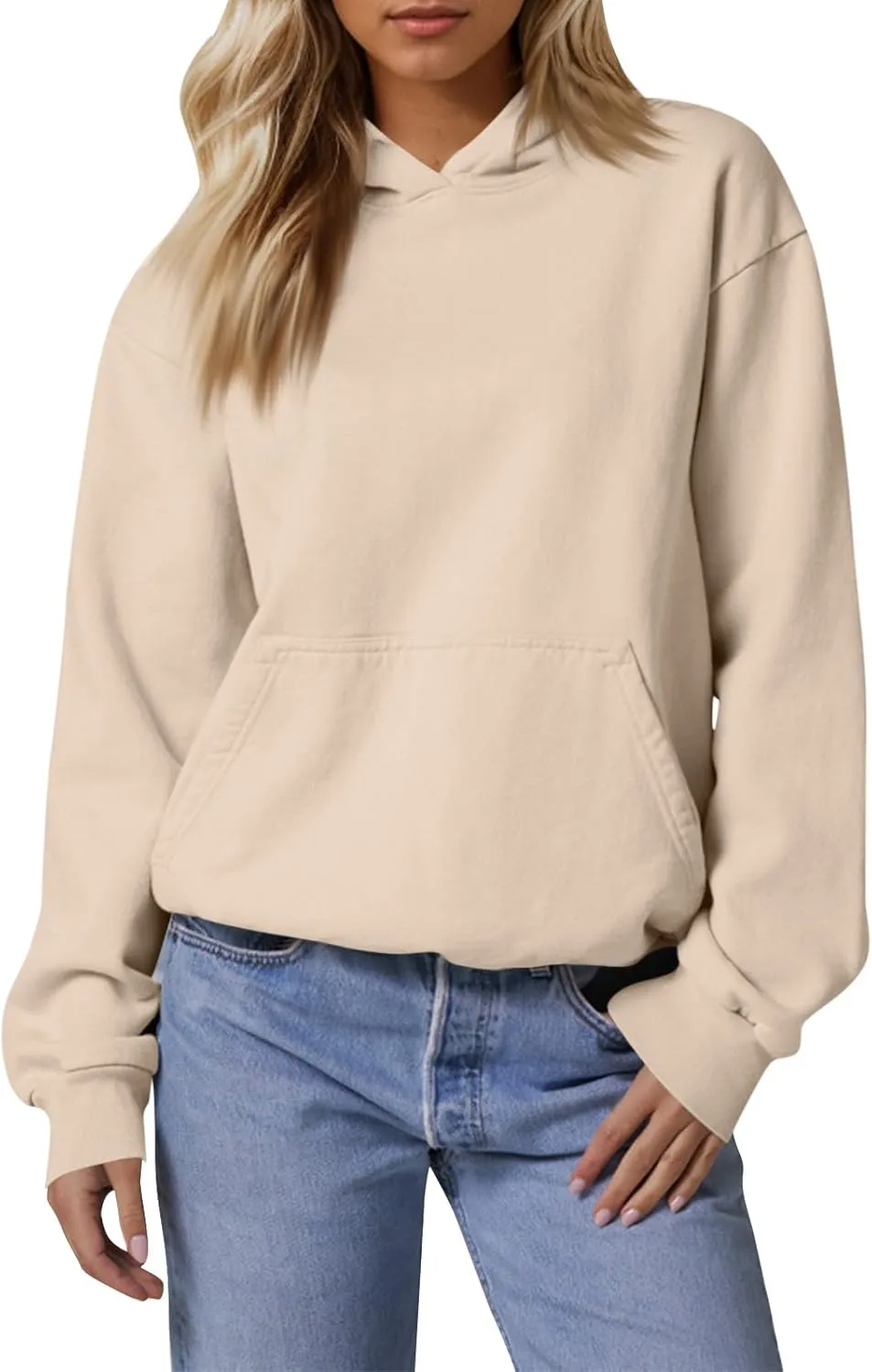Hoodies for Women Preppy Fleece Pullover Preppy Long Sleeve Oversized Sweatshirts with Pockets Winter Sweatshirt