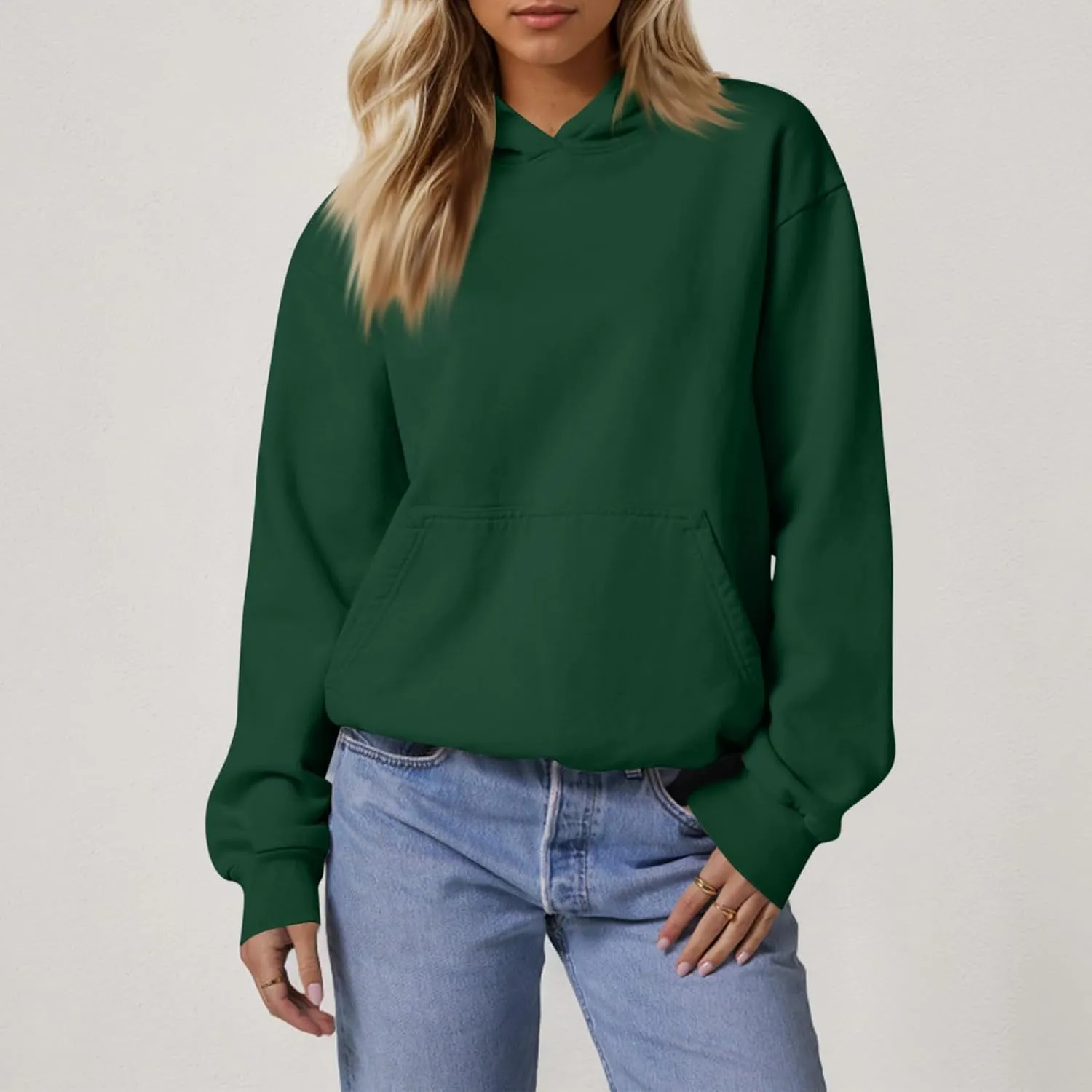 Hoodies for Women Preppy Fleece Pullover Preppy Long Sleeve Oversized Sweatshirts with Pockets Winter Sweatshirt