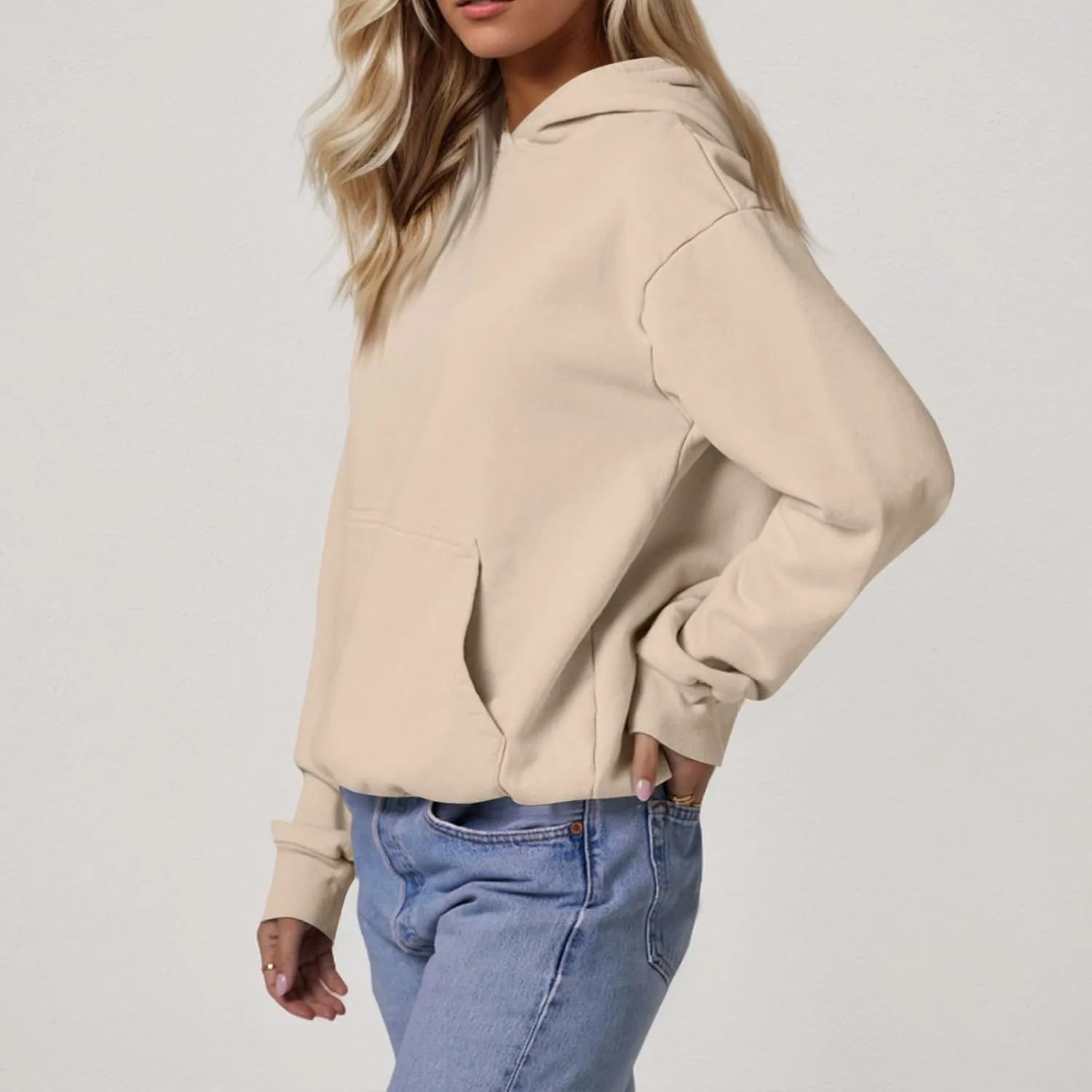 Hoodies for Women Preppy Fleece Pullover Preppy Long Sleeve Oversized Sweatshirts with Pockets Winter Sweatshirt