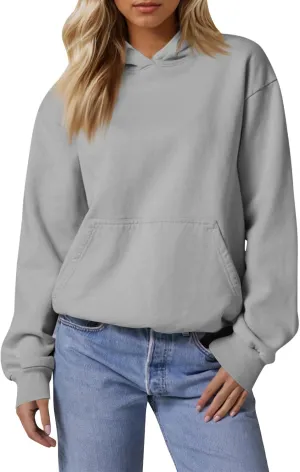 Hoodies for Women Preppy Fleece Pullover Preppy Long Sleeve Oversized Sweatshirts with Pockets Winter Sweatshirt