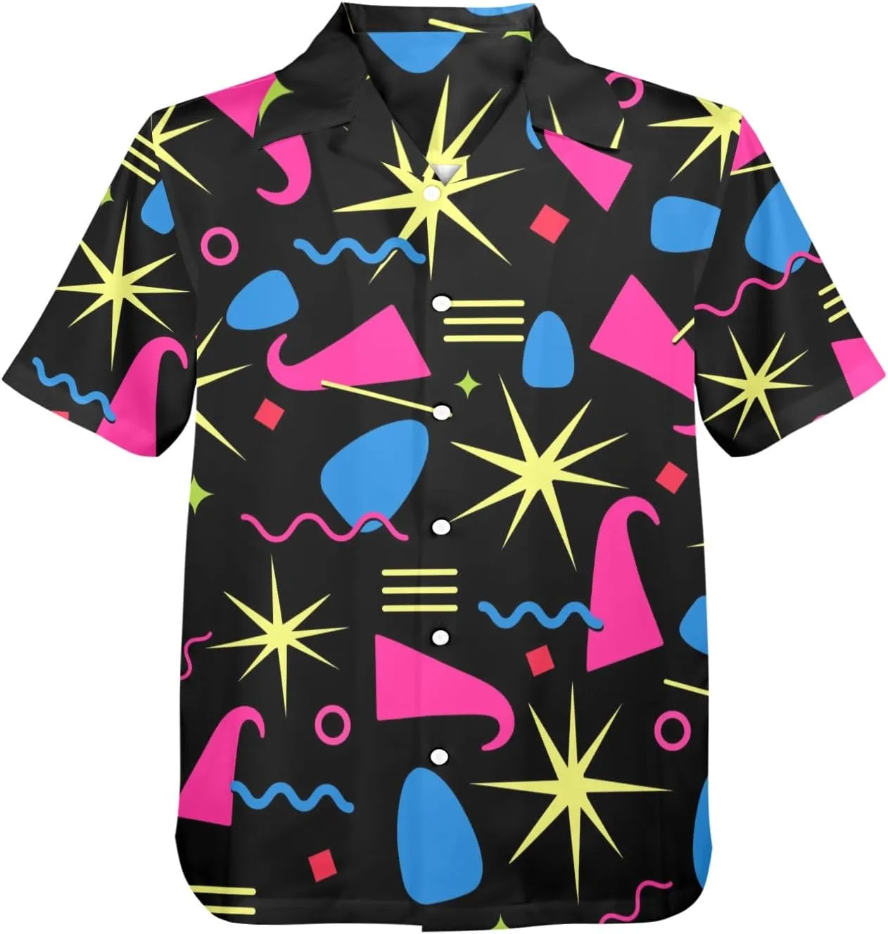 HUGLAZY 80s 90s Outfit Hawaiian Shirt for Men Big and Tall Short Sleeve Button Down Shirts Funny Party Outfit