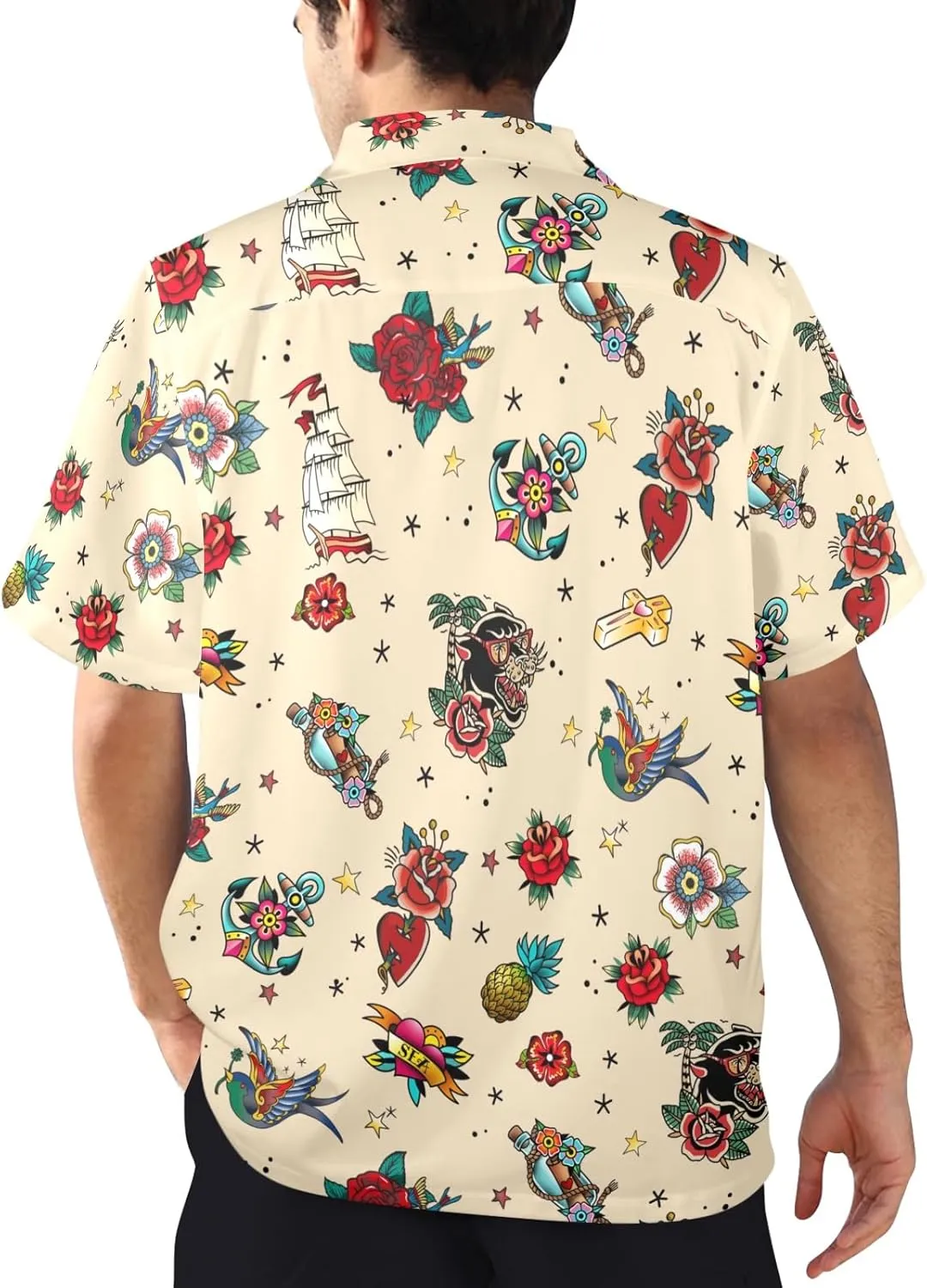 HUGLAZY 80s 90s Outfit Hawaiian Shirt for Men Big and Tall Short Sleeve Button Down Shirts Funny Party Outfit