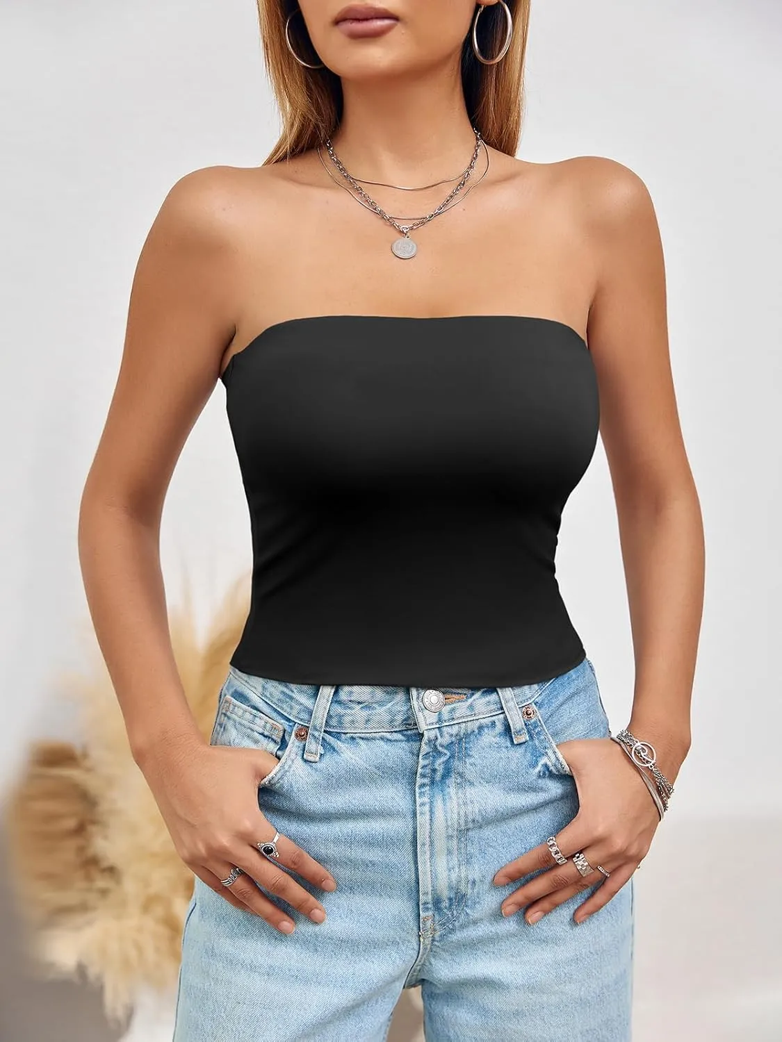 Imily Bela Womens Summer Tube Tops Strapless No Pad Clubwear Y2K Going Out Stretchy Basic Casual Cami Tops