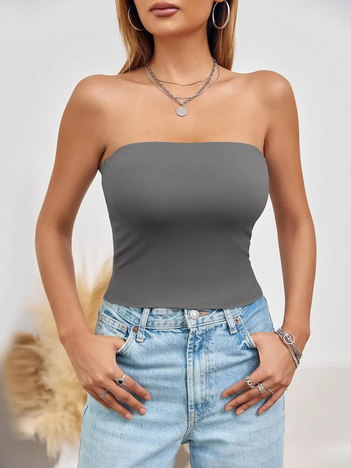 Imily Bela Womens Summer Tube Tops Strapless No Pad Clubwear Y2K Going Out Stretchy Basic Casual Cami Tops