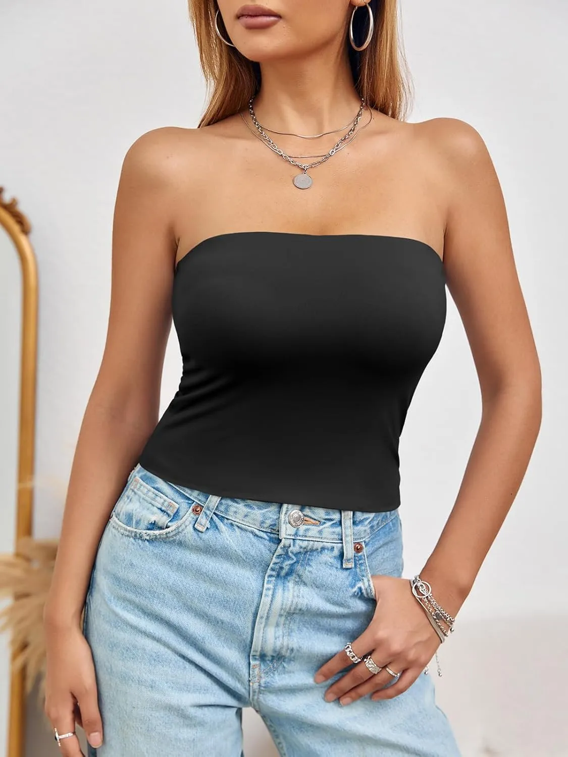 Imily Bela Womens Summer Tube Tops Strapless No Pad Clubwear Y2K Going Out Stretchy Basic Casual Cami Tops