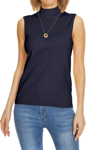 INKOFF Sleeveless Mock Neck Turtleneck Knit Tops Women Dressy Casual Sweater Vest Business Work Tank