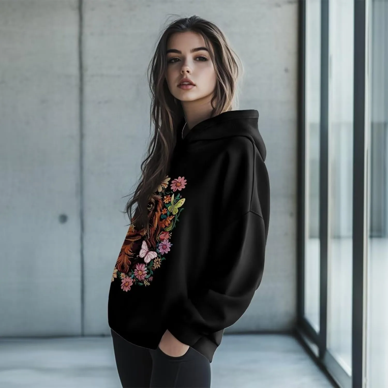 INSTANTARTS Long Sleeve Pullover Tops for Women Oversized Graphic Tshirt Active Wear Hoodies