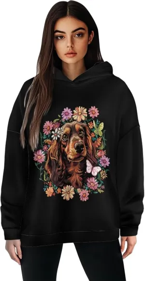 INSTANTARTS Long Sleeve Pullover Tops for Women Oversized Graphic Tshirt Active Wear Hoodies