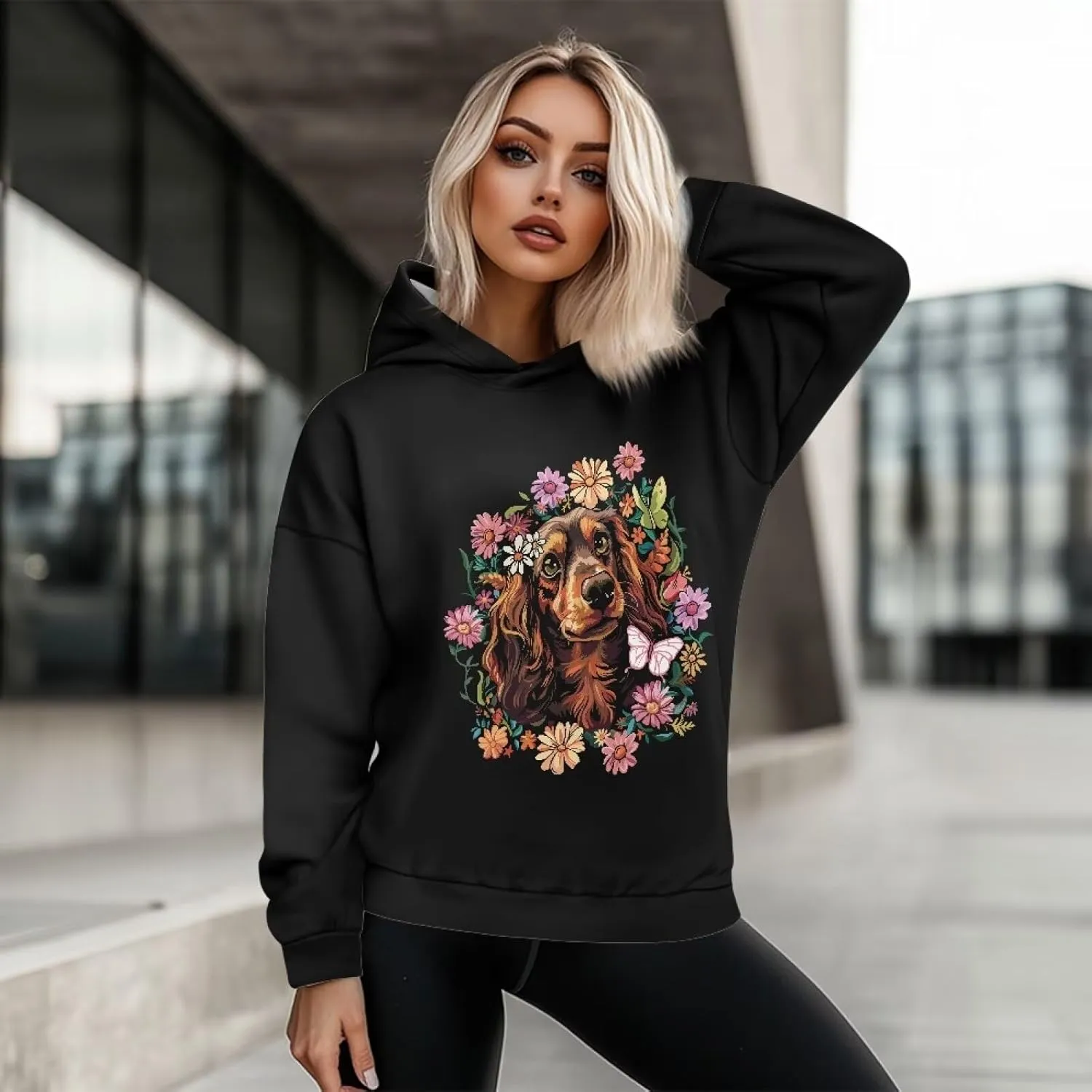 INSTANTARTS Long Sleeve Pullover Tops for Women Oversized Graphic Tshirt Active Wear Hoodies