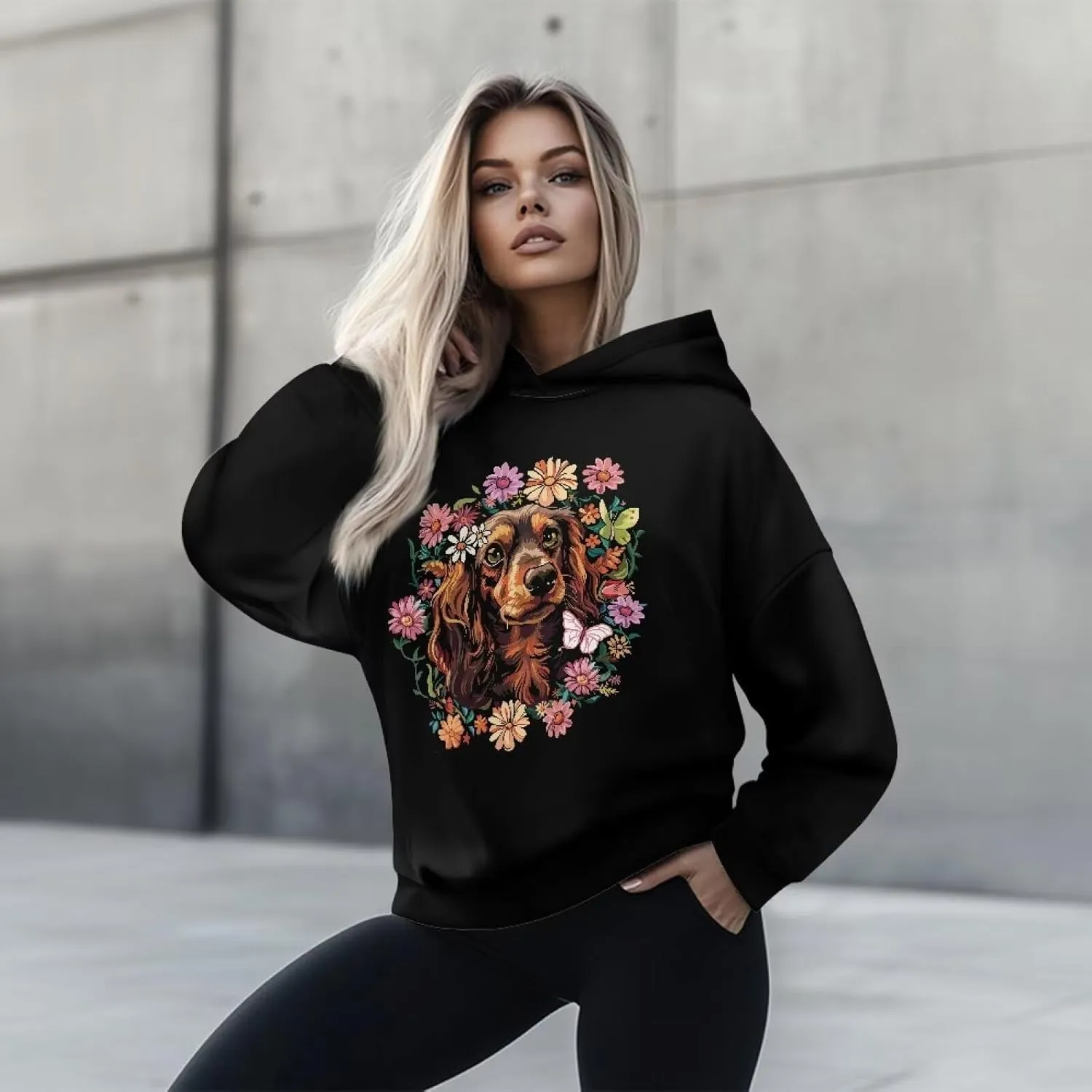 INSTANTARTS Long Sleeve Pullover Tops for Women Oversized Graphic Tshirt Active Wear Hoodies
