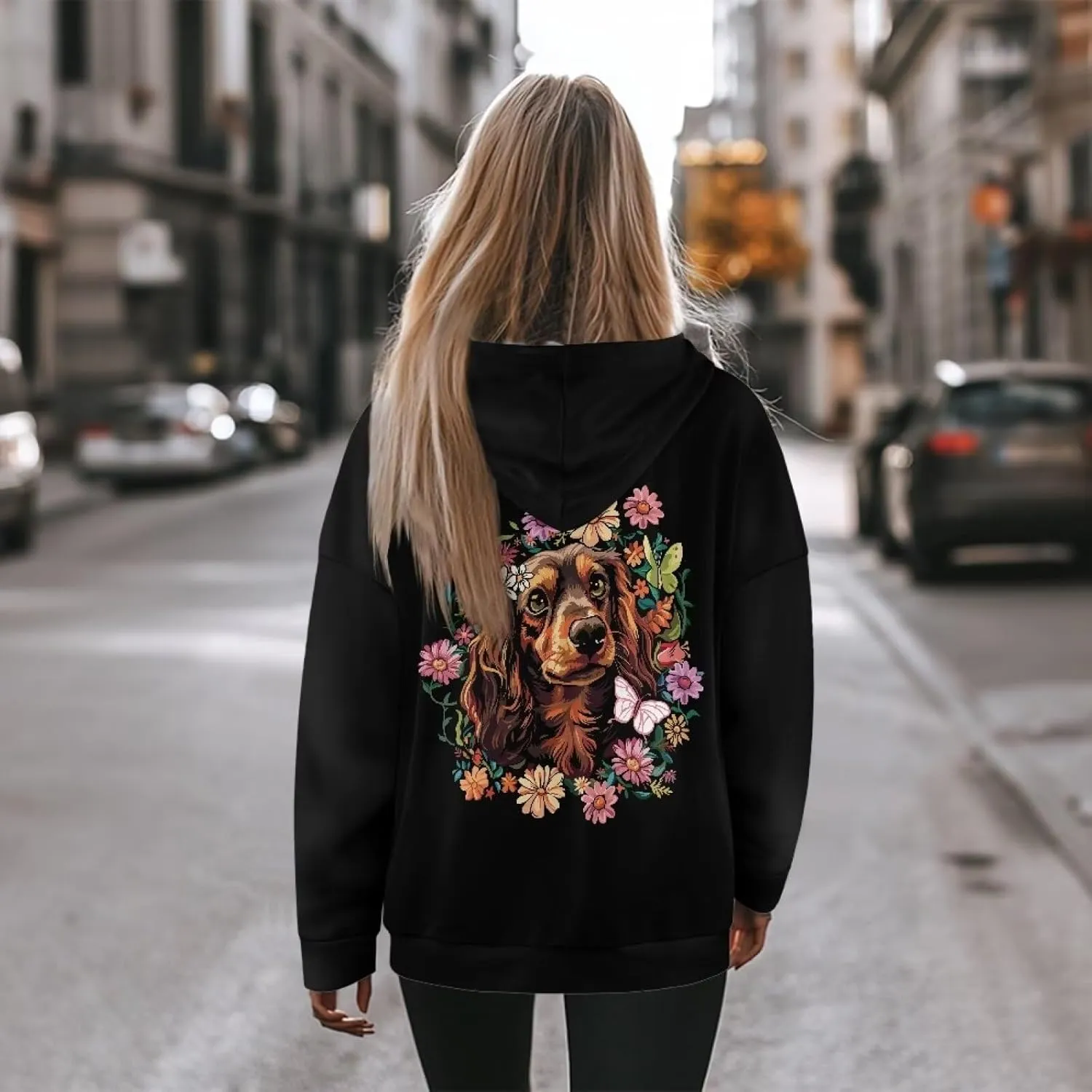 INSTANTARTS Long Sleeve Pullover Tops for Women Oversized Graphic Tshirt Active Wear Hoodies