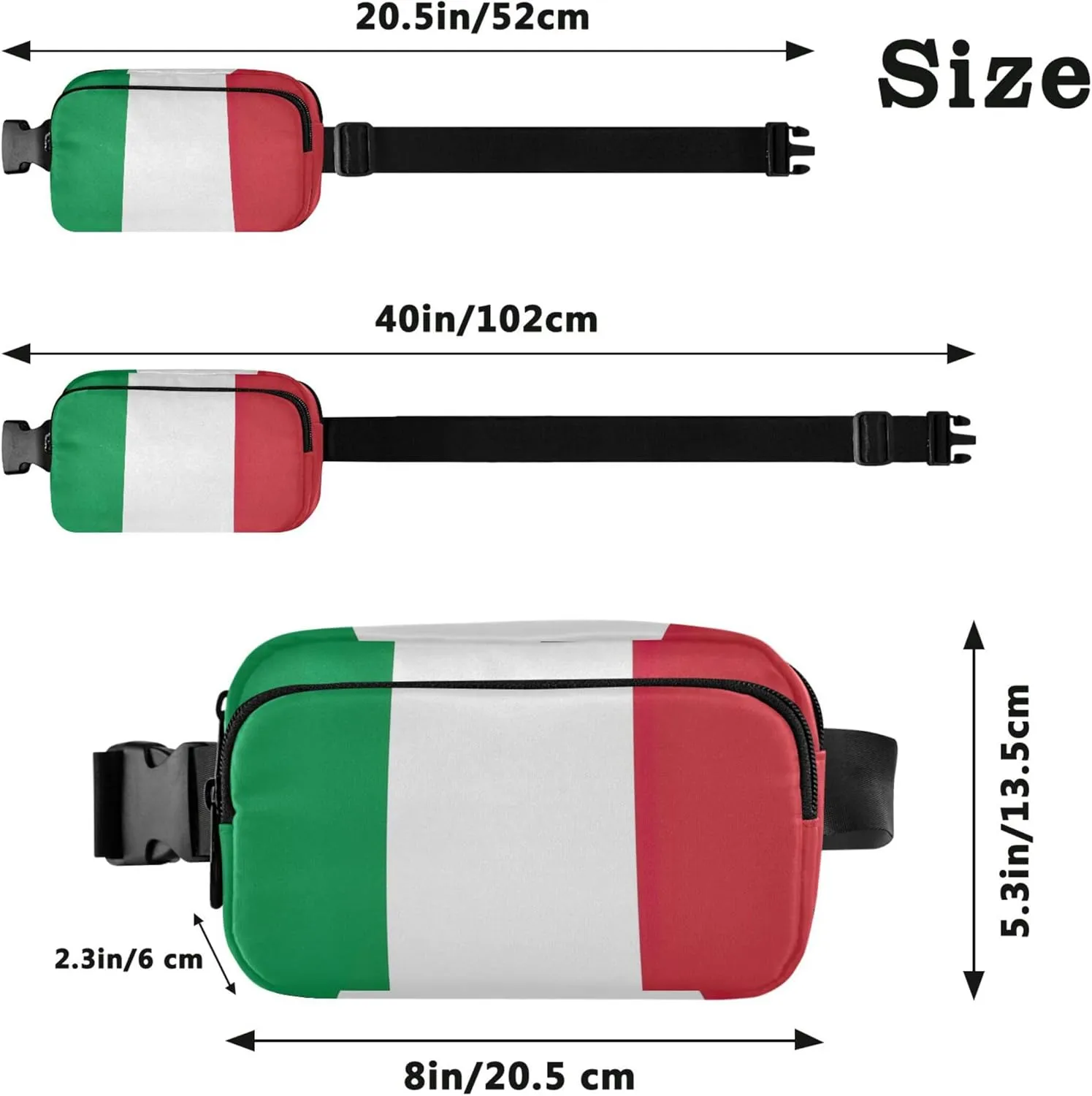 Italian Flag Italy Fanny Packs for Women Waterproof Belt Bag Hip Pack Designer Cross Body Waist Purse