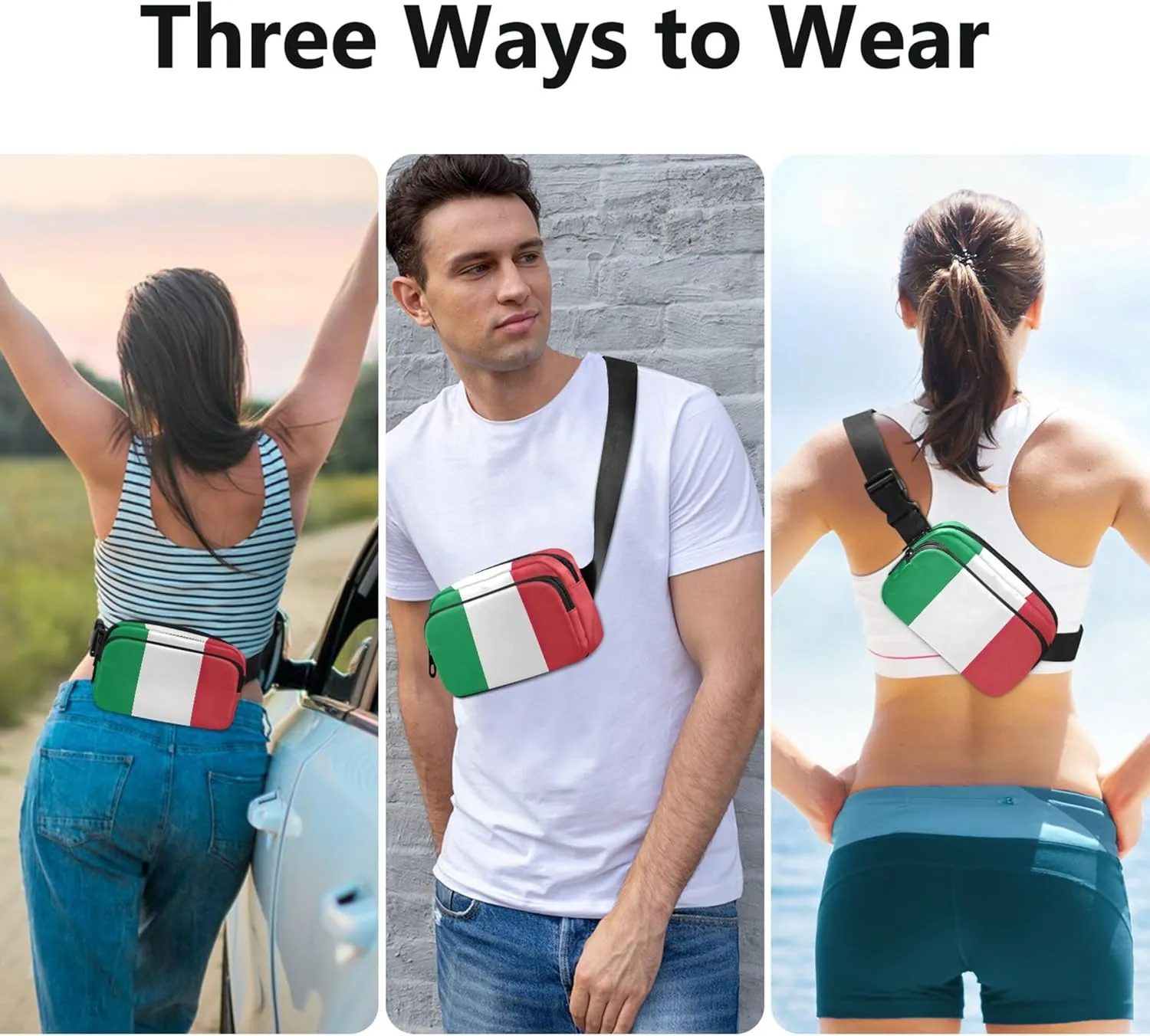 Italian Flag Italy Fanny Packs for Women Waterproof Belt Bag Hip Pack Designer Cross Body Waist Purse