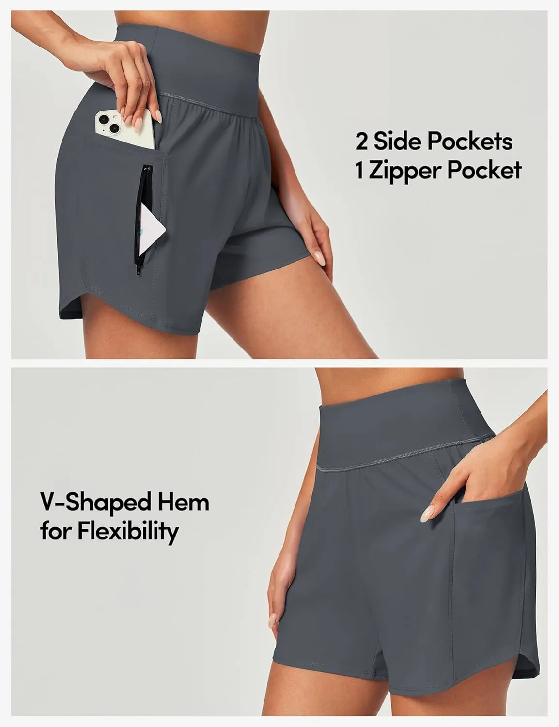 IUGA 5'' Swim Board Shorts Women High Waisted Beach Shorts for Women Quick Dry UPF 50  Swimsuit Bottoms with Liner