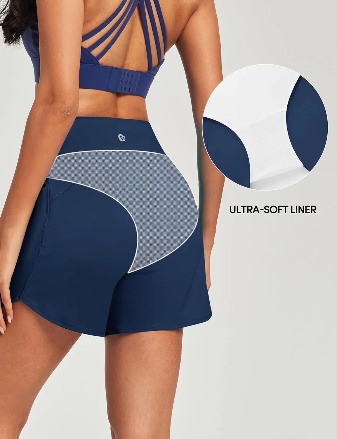 IUGA 5'' Swim Board Shorts Women High Waisted Beach Shorts for Women Quick Dry UPF 50  Swimsuit Bottoms with Liner