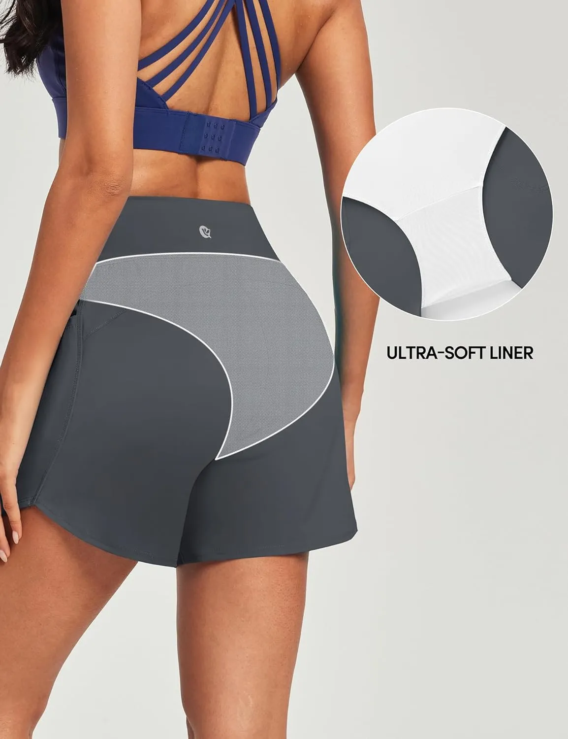 IUGA 5'' Swim Board Shorts Women High Waisted Beach Shorts for Women Quick Dry UPF 50  Swimsuit Bottoms with Liner