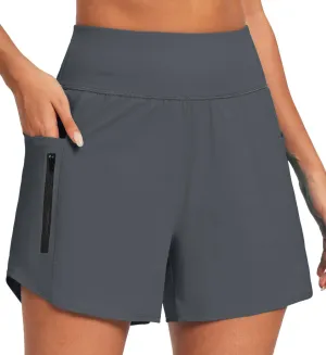 IUGA 5'' Swim Board Shorts Women High Waisted Beach Shorts for Women Quick Dry UPF 50  Swimsuit Bottoms with Liner