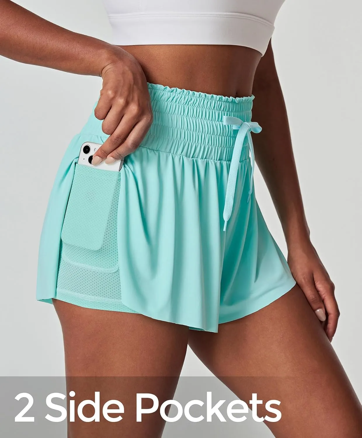 IUGA Athletic Shorts for Women High Waisted Butterfly Shorts Flowy Running Workout Tennis Skorts with Pockets Preppy Clothes