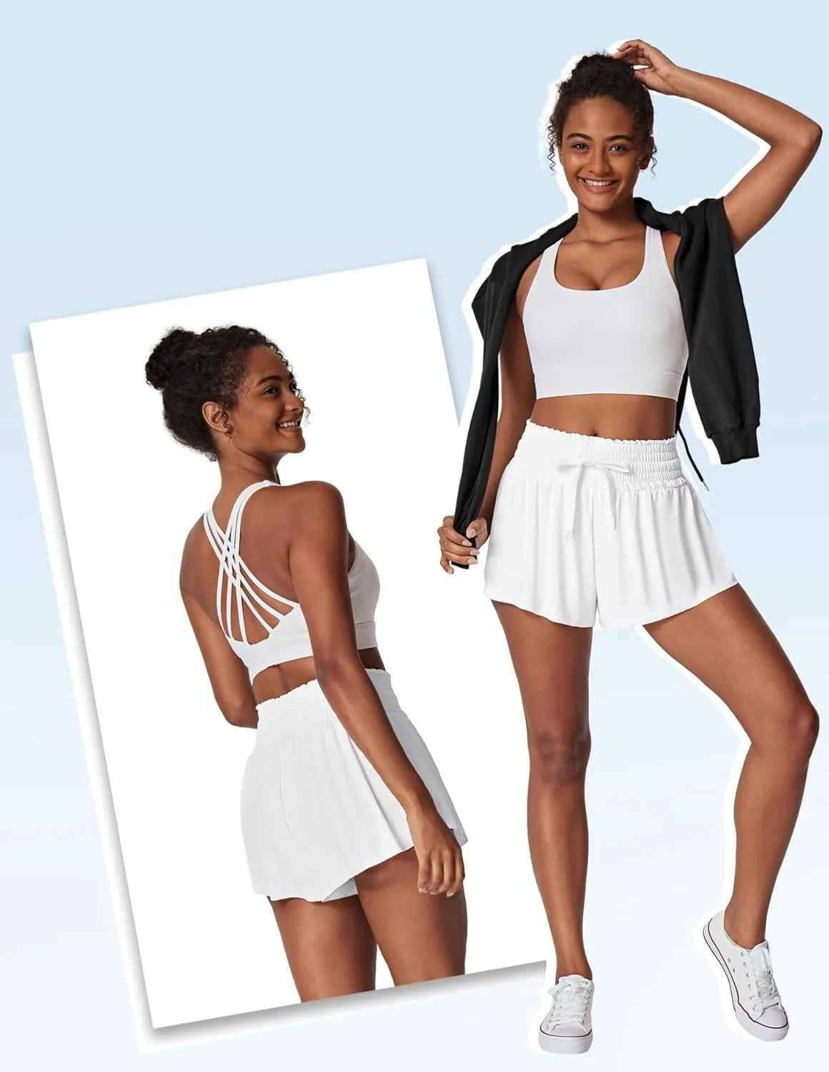 IUGA Athletic Shorts for Women High Waisted Butterfly Shorts Flowy Running Workout Tennis Skorts with Pockets Preppy Clothes