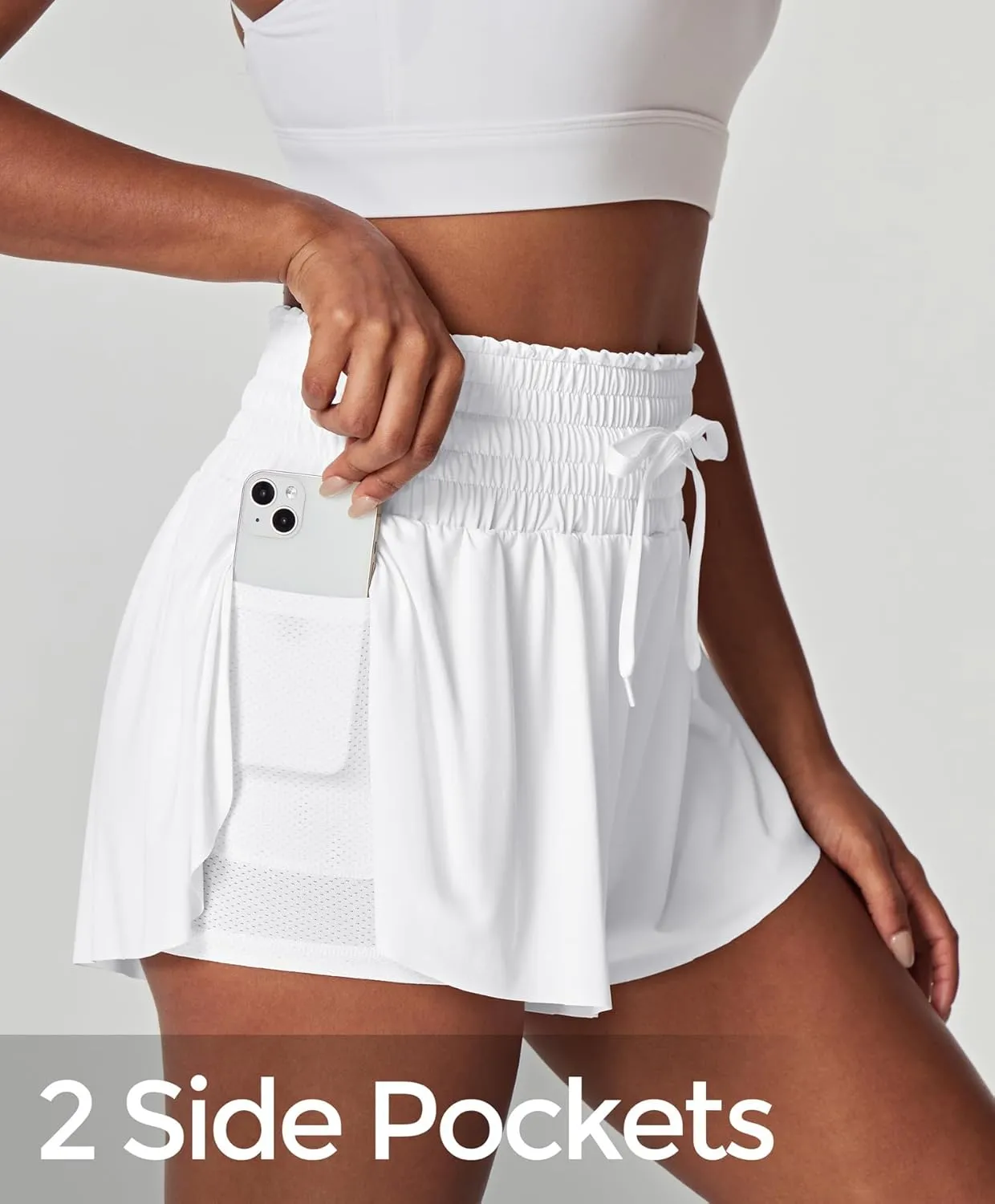 IUGA Athletic Shorts for Women High Waisted Butterfly Shorts Flowy Running Workout Tennis Skorts with Pockets Preppy Clothes