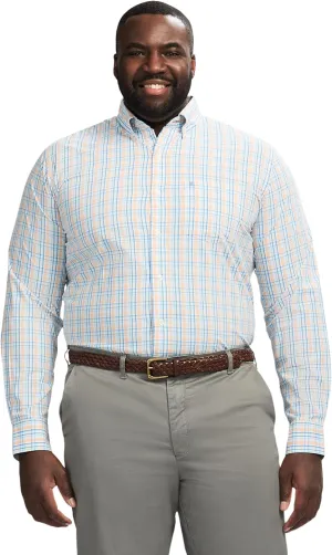 IZOD Men's Big and Tall Performance Comfort Long Sleeve Plaid Button Down