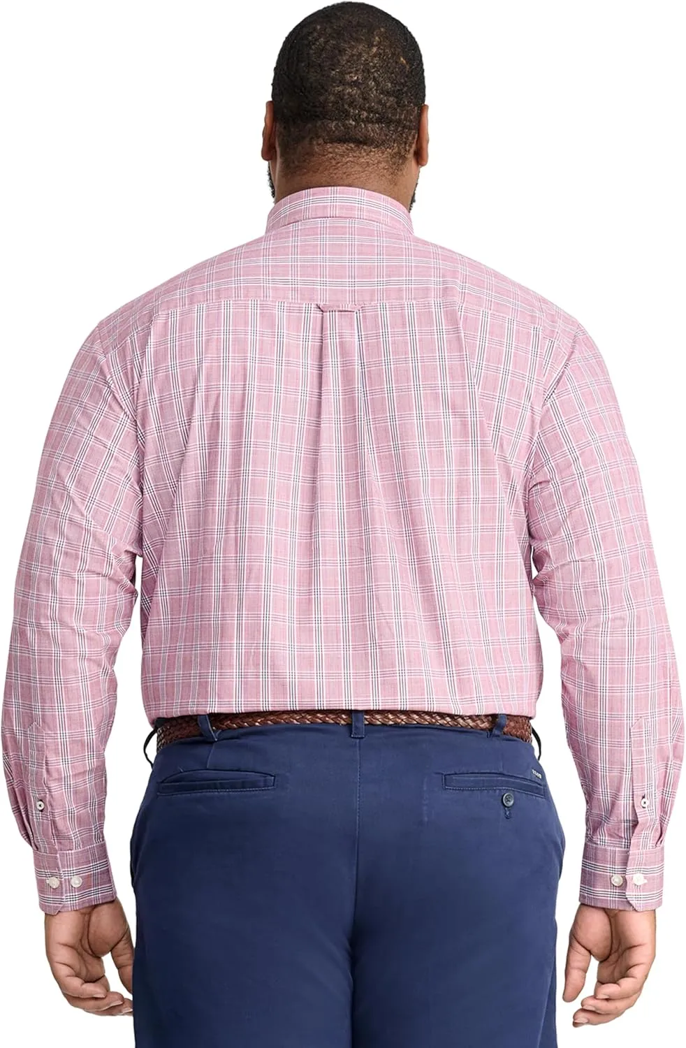 IZOD Men's Big and Tall Performance Comfort Long Sleeve Plaid Button Down