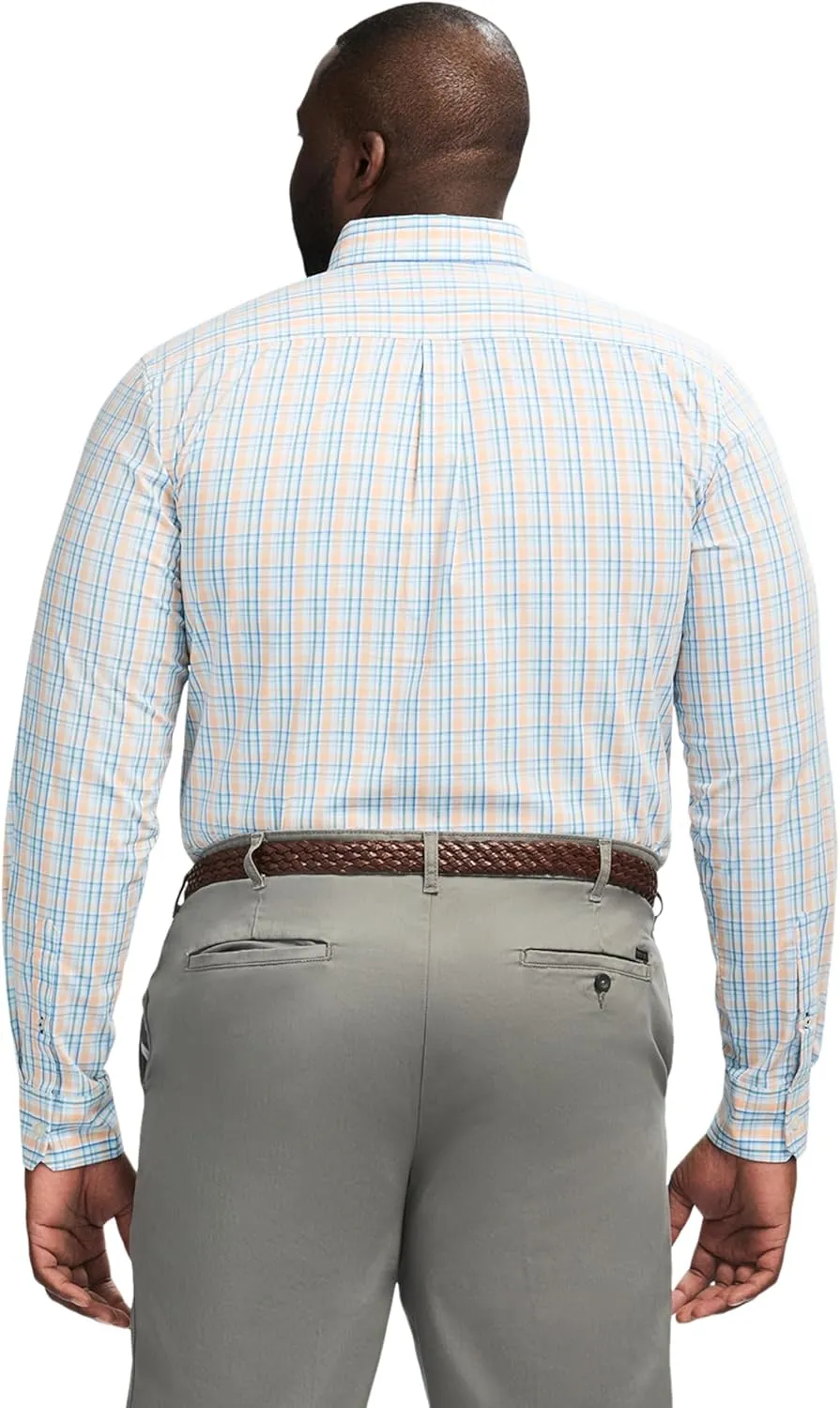IZOD Men's Big and Tall Performance Comfort Long Sleeve Plaid Button Down