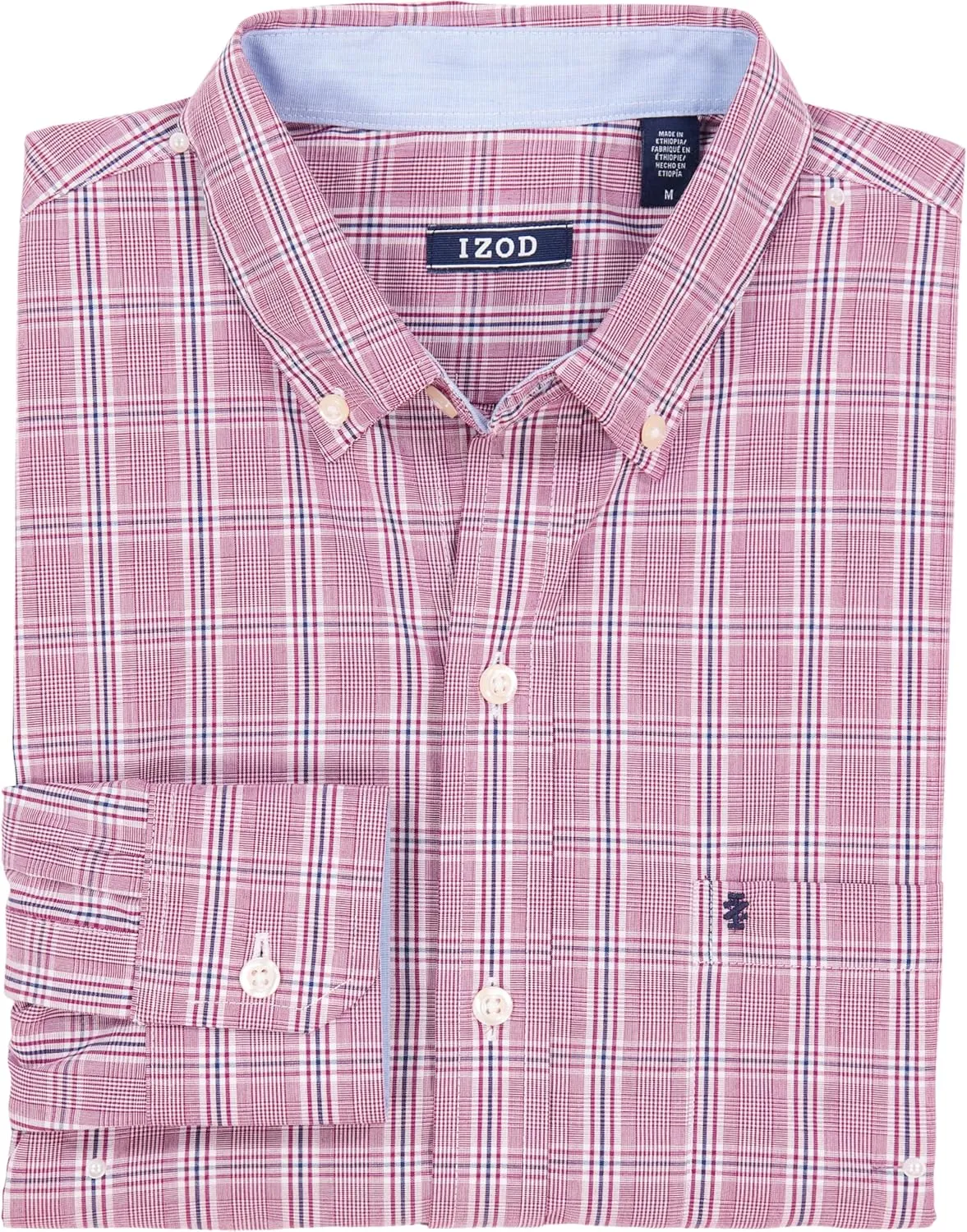IZOD Men's Big and Tall Performance Comfort Long Sleeve Plaid Button Down