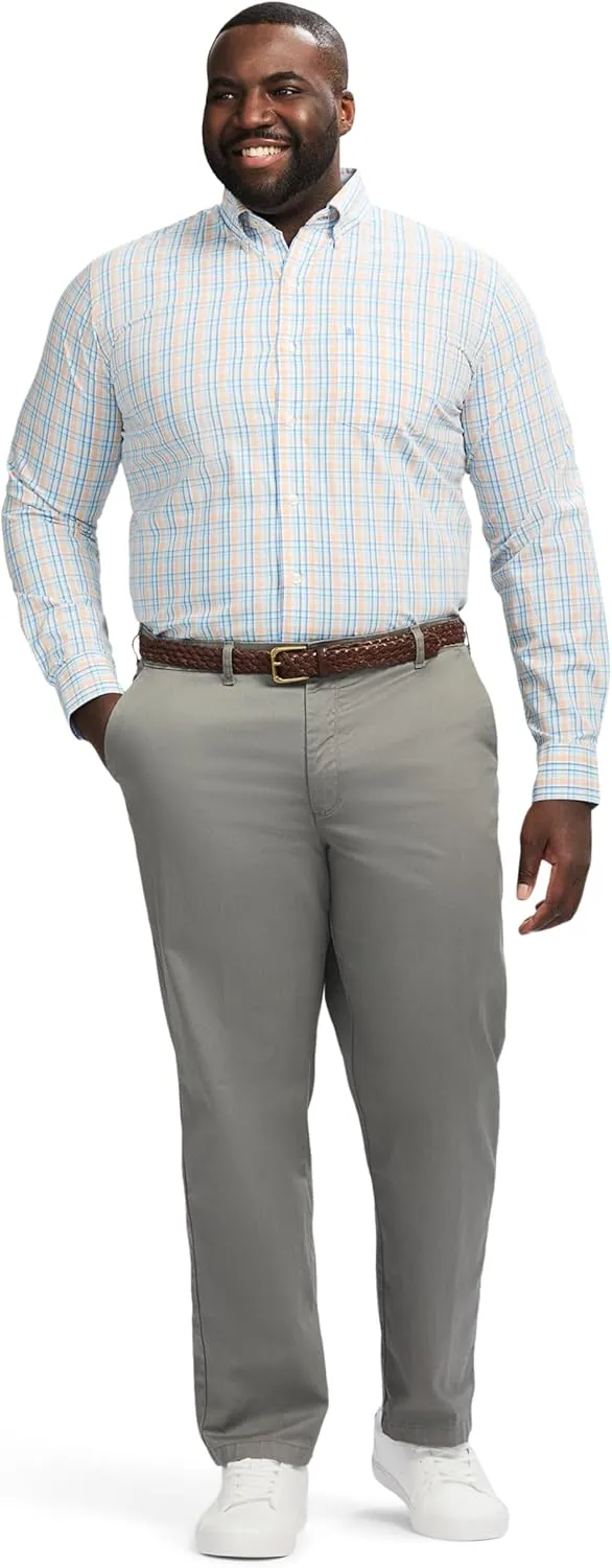 IZOD Men's Big and Tall Performance Comfort Long Sleeve Plaid Button Down