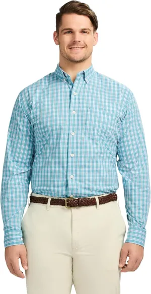 IZOD Men's Big and Tall Performance Comfort Long Sleeve Plaid Button Down