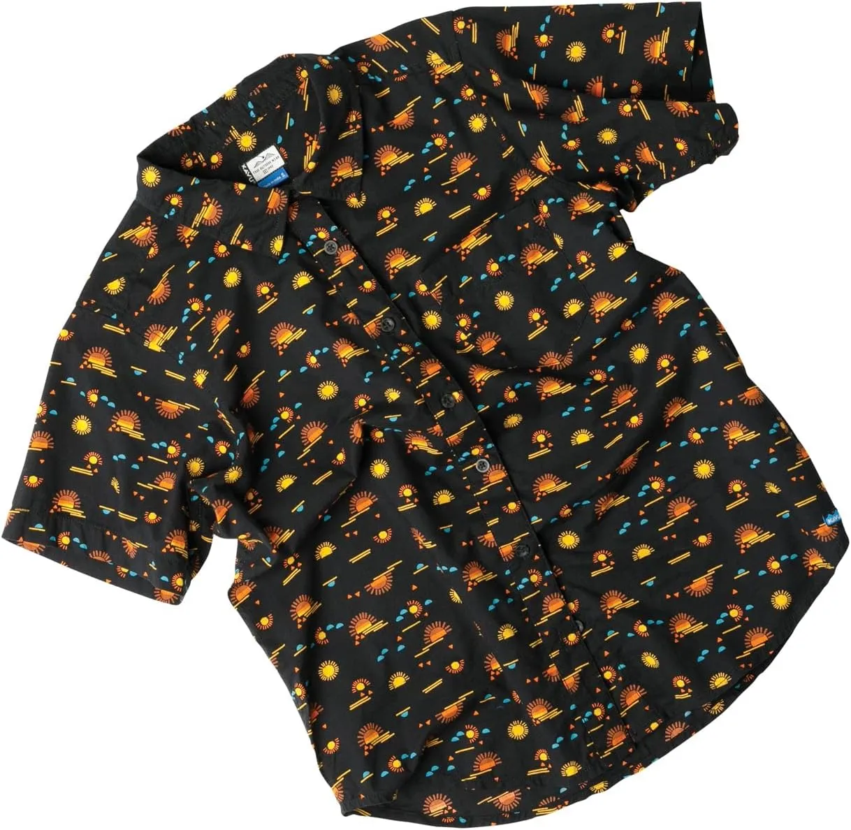 KAVU Girl Party Button Up Shirt - Boyfriend Fit Print