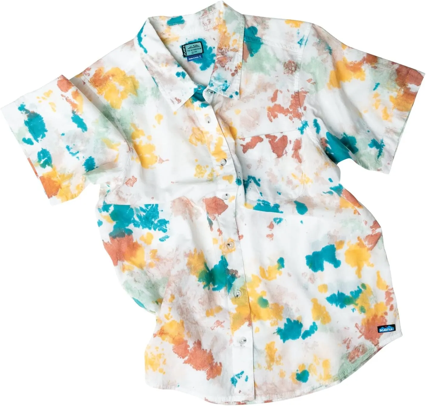 KAVU Girl Party Button Up Shirt - Boyfriend Fit Print