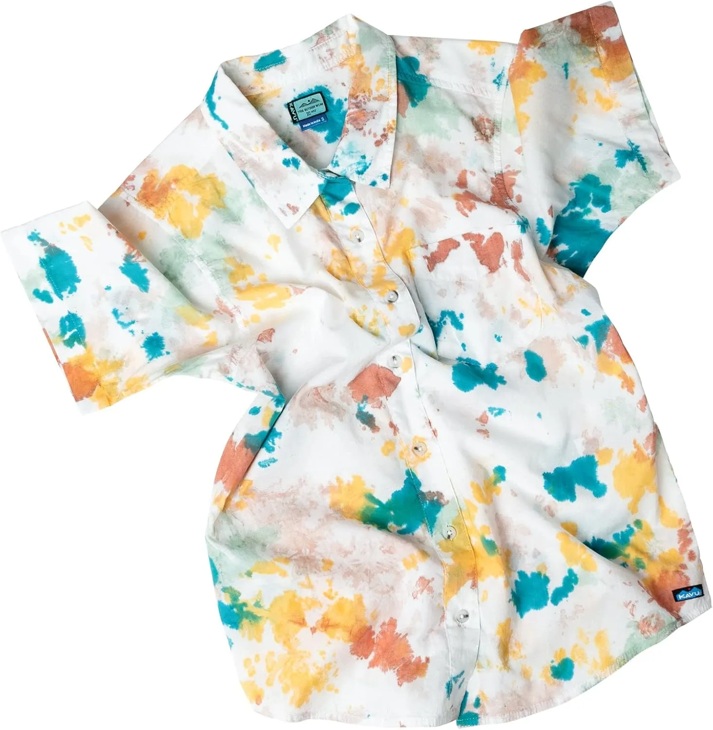 KAVU Girl Party Button Up Shirt - Boyfriend Fit Print