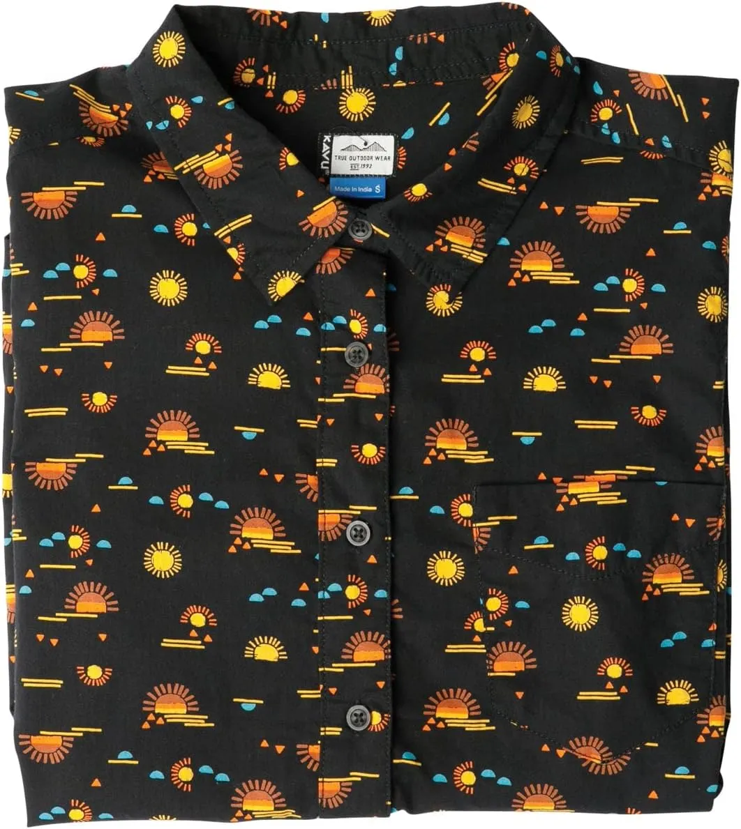 KAVU Girl Party Button Up Shirt - Boyfriend Fit Print