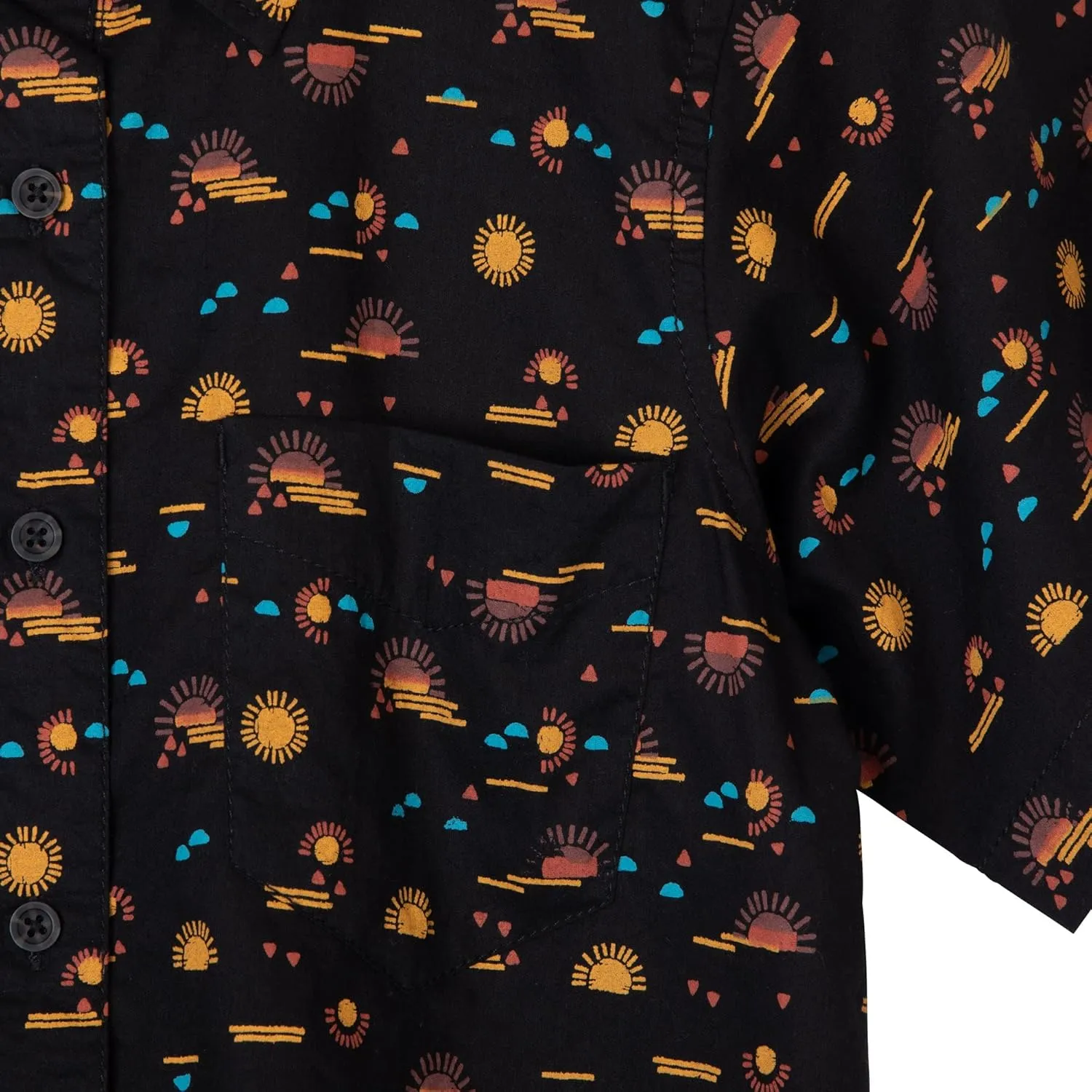 KAVU Girl Party Button Up Shirt - Boyfriend Fit Print
