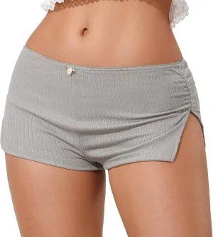 KMBANGI Y2k Sexy Micro Shorts for Women Low Waist Side Slit Boyshort Slim Booty Shorts Lounge Pj Bottom Cute Sleepwear