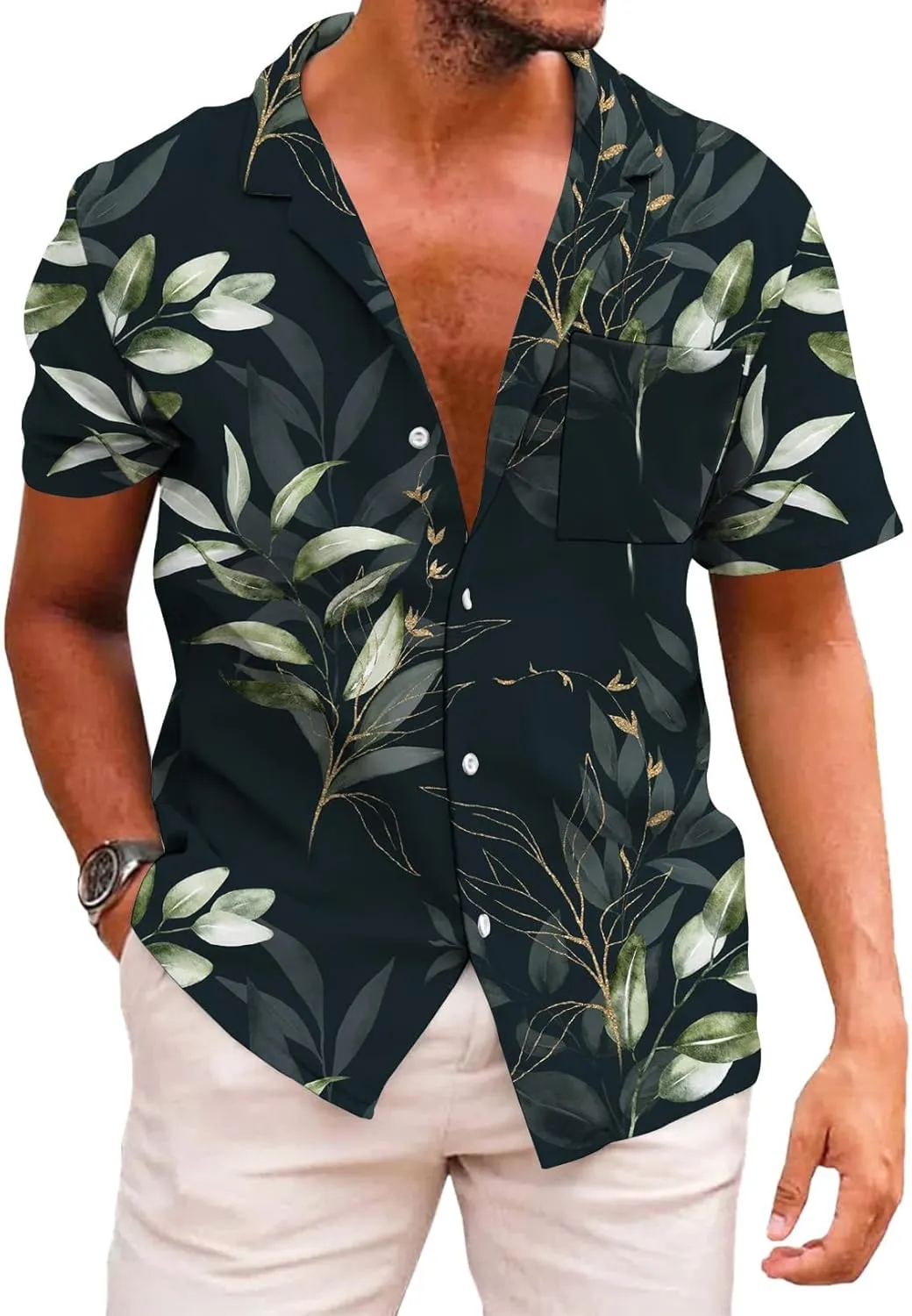 KYKU Funky Hawaiian Shirt for Men Palm Beach Shirts Tropical Vacation Clothes