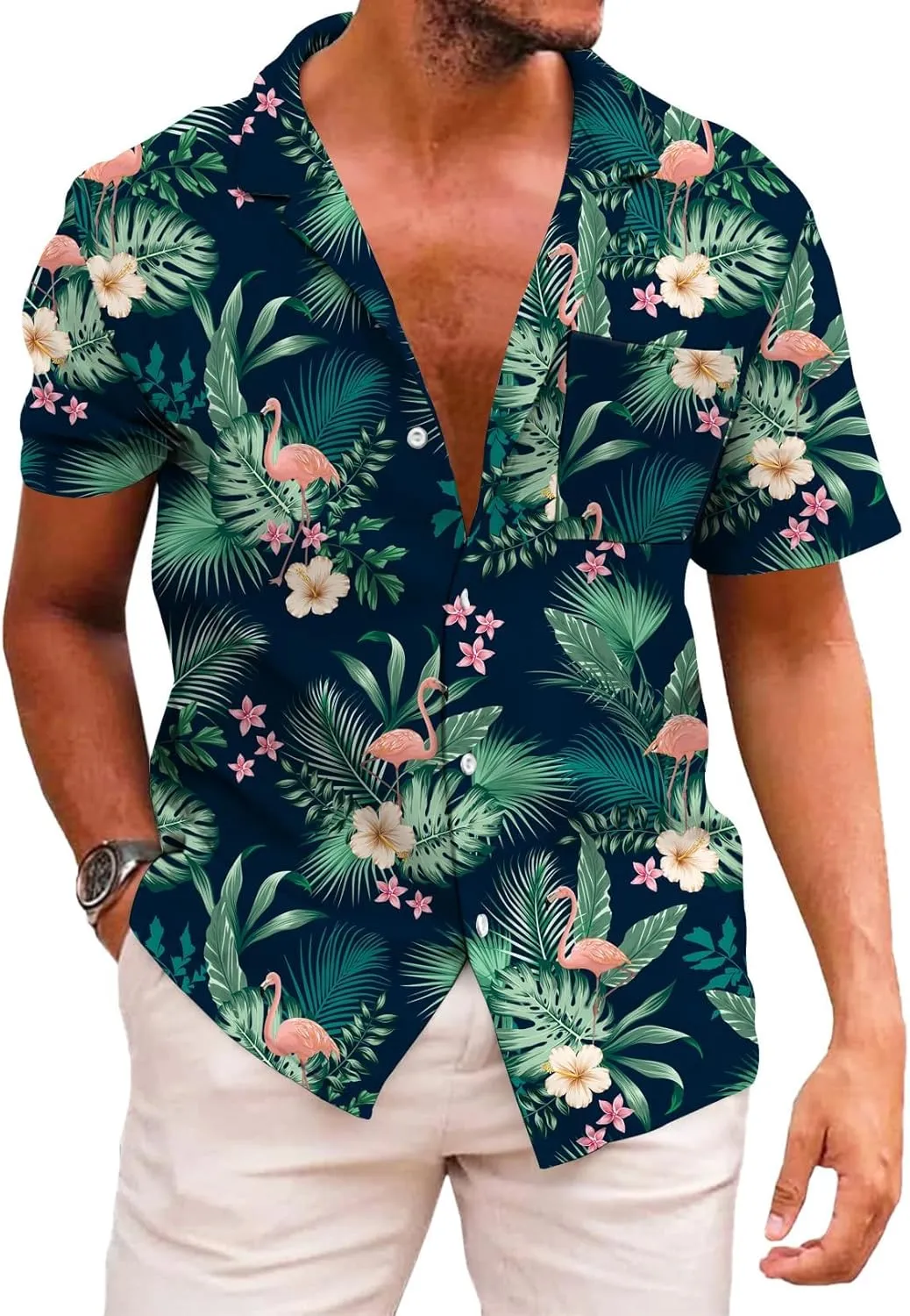 KYKU Funky Hawaiian Shirt for Men Palm Beach Shirts Tropical Vacation Clothes