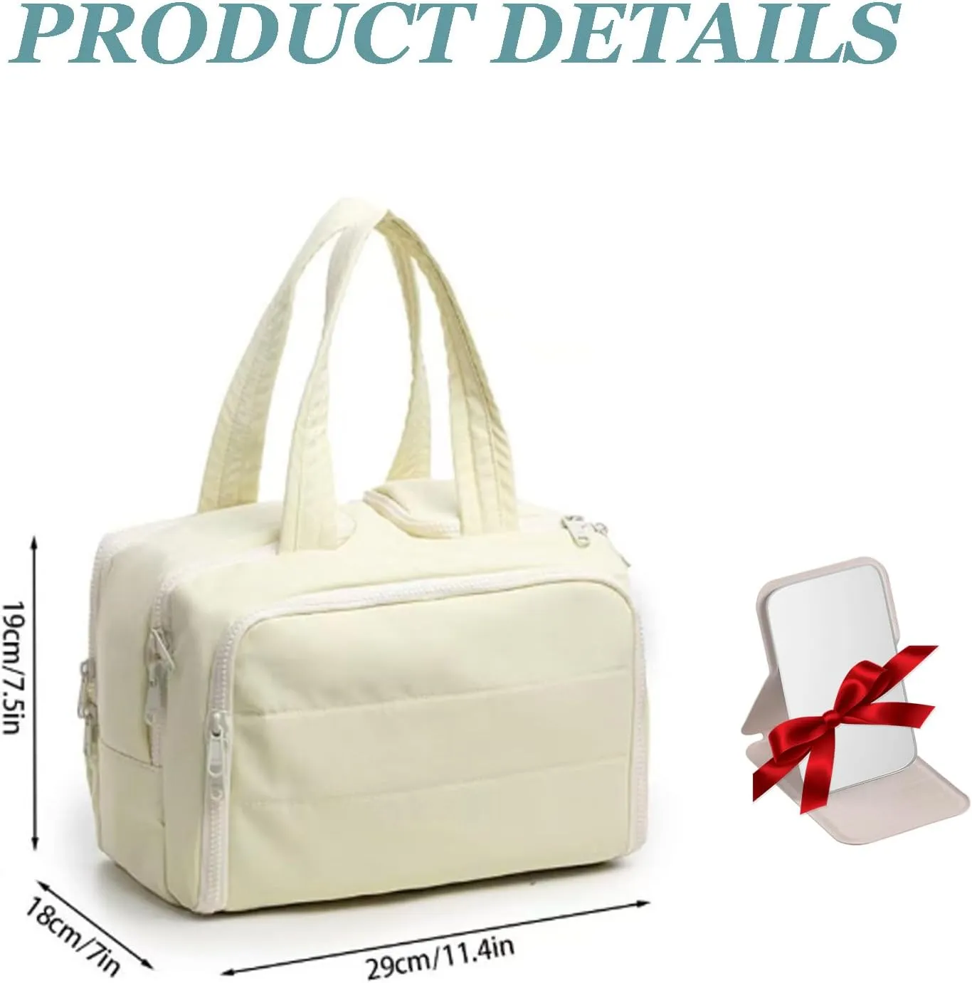 Large Capacity Wide-Open Travel Cosmetic Bag,Cureaway Travel Cosmetic Bag,Make up Bag Organizer,4-in-1puffy Multi-functional Toiletry Bag for Women, Dry-and-Wet Separation (Khaki)