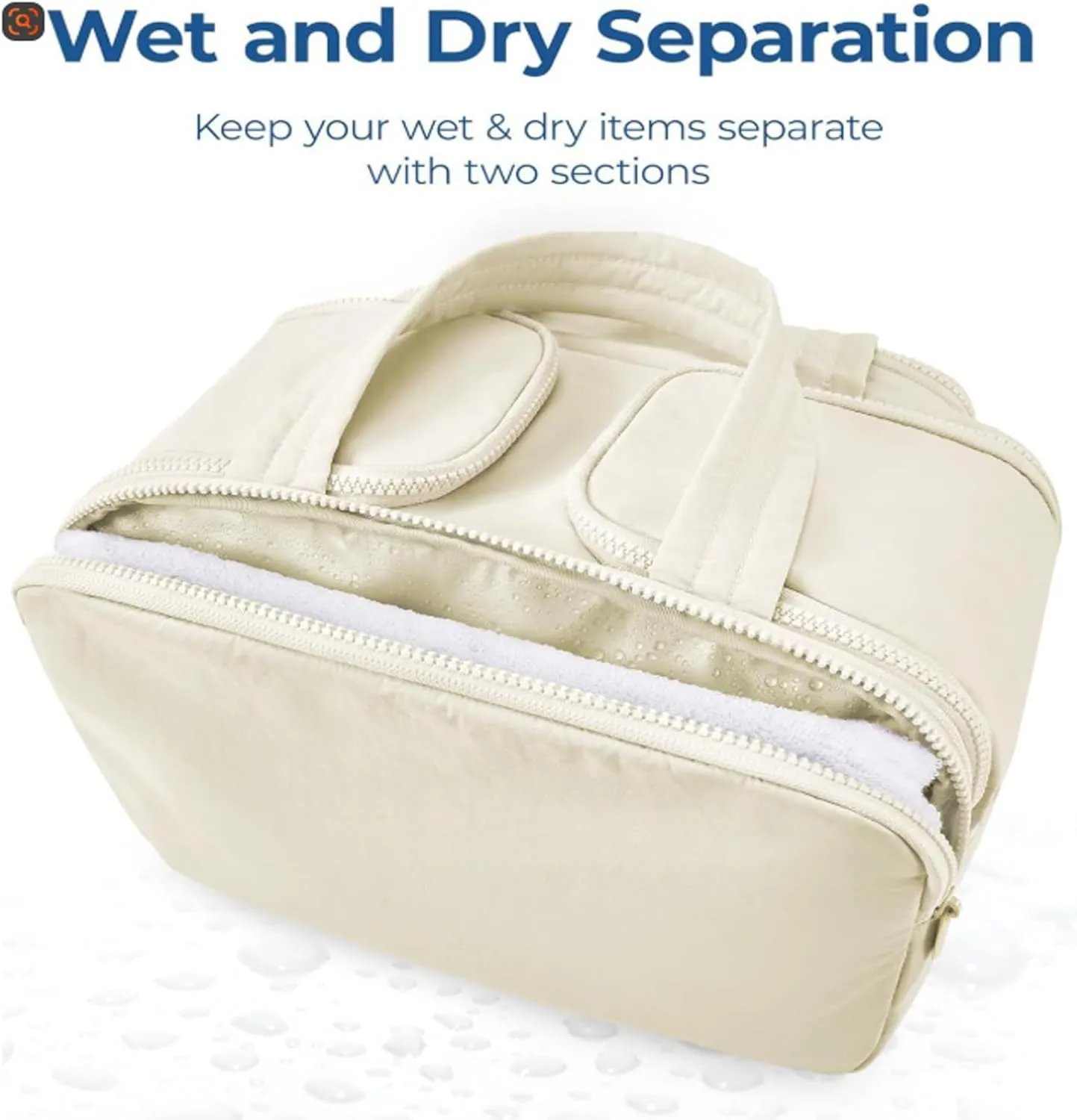 Large Capacity Wide-Open Travel Cosmetic Bag,Cureaway Travel Cosmetic Bag,Make up Bag Organizer,4-in-1puffy Multi-functional Toiletry Bag for Women, Dry-and-Wet Separation (Khaki)