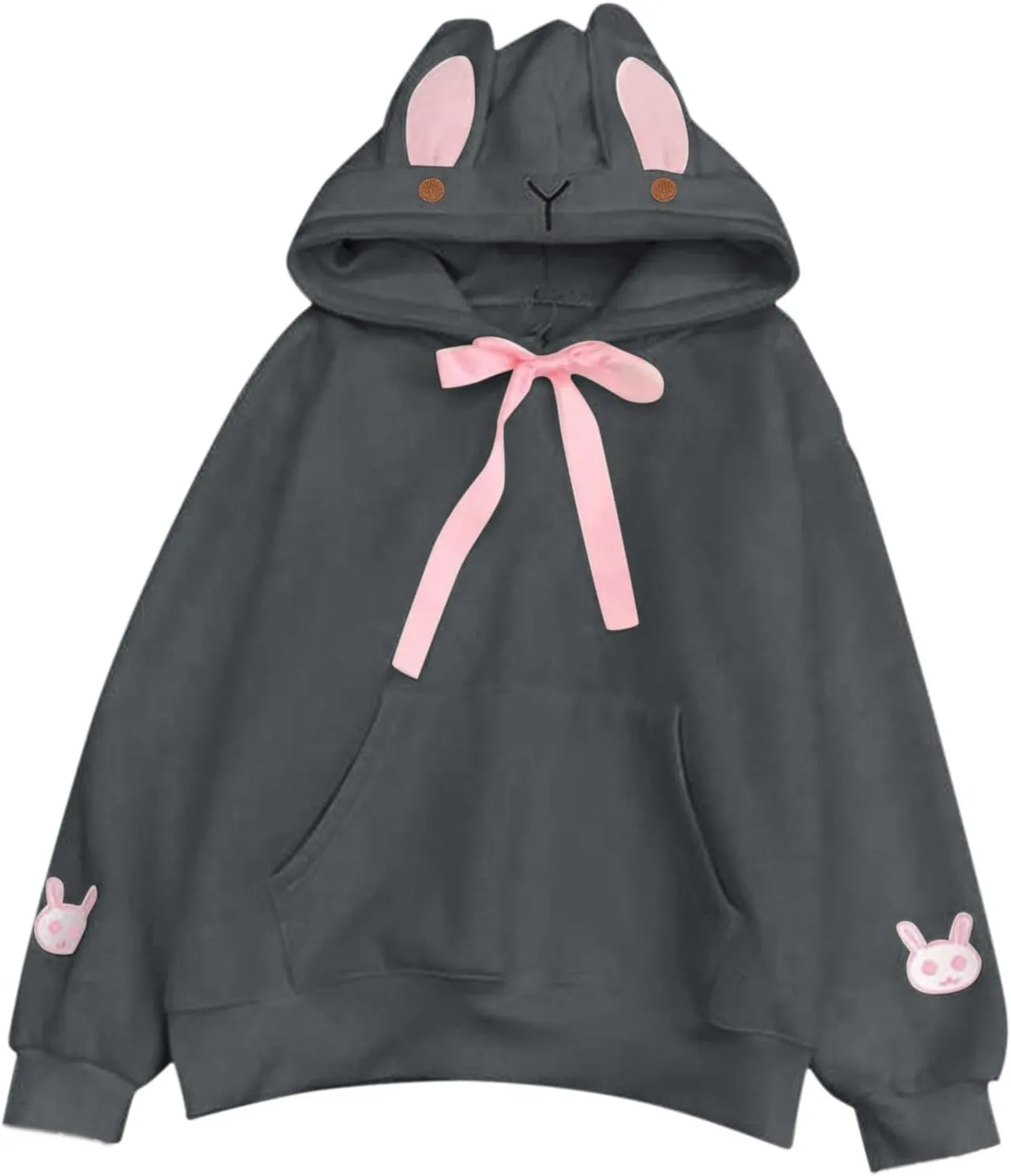 LCMTWX Women Cute Bunny Ear Long Sleeve Rabbit Tops Sweatshirt Hoodie Jacket Coats Oversized Pullover Y2k Clothes