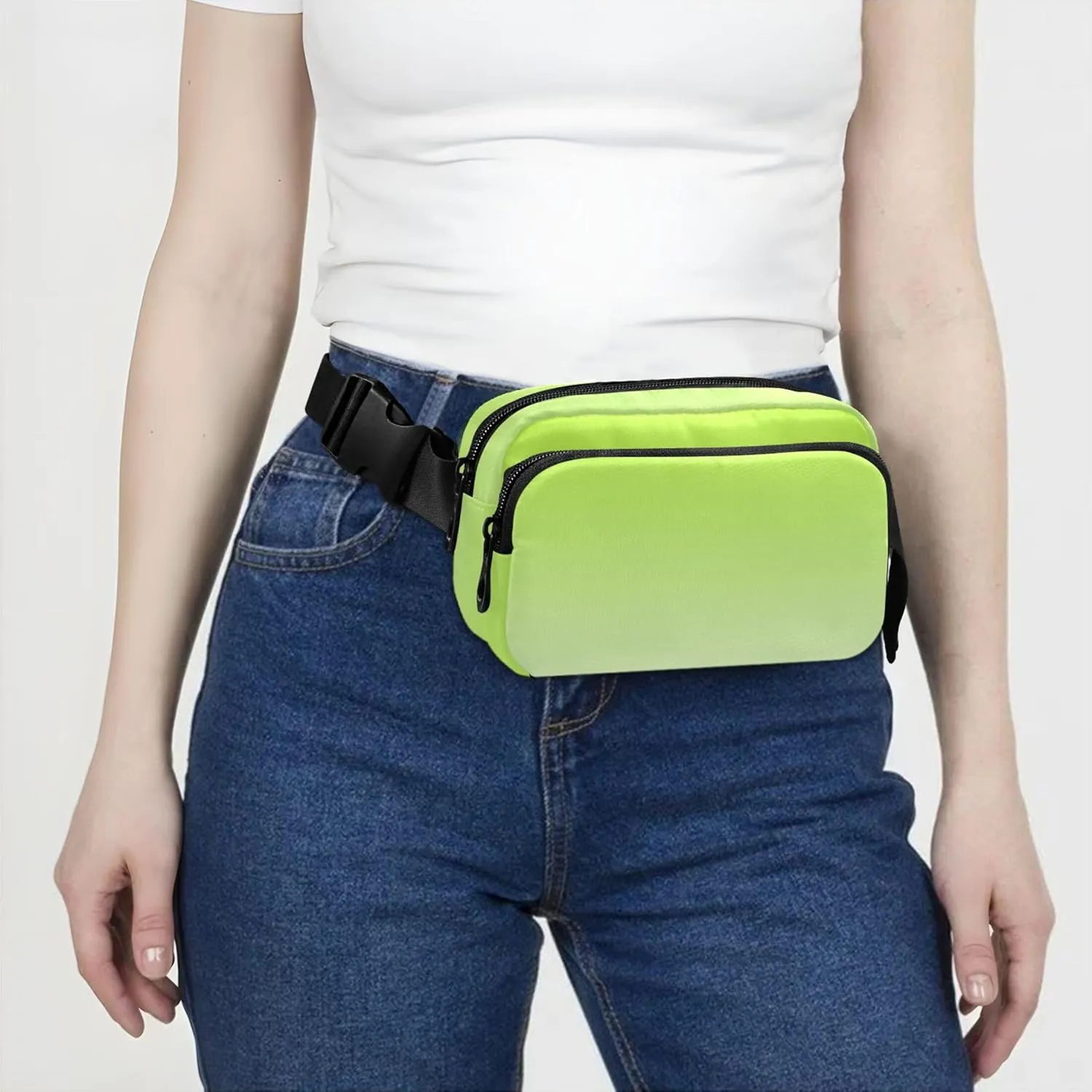 Lemon Green Honeydew Gradient Women Fanny Packs Waterproof Hip Bag Belt Purse Funky Crossbody Waist Bag