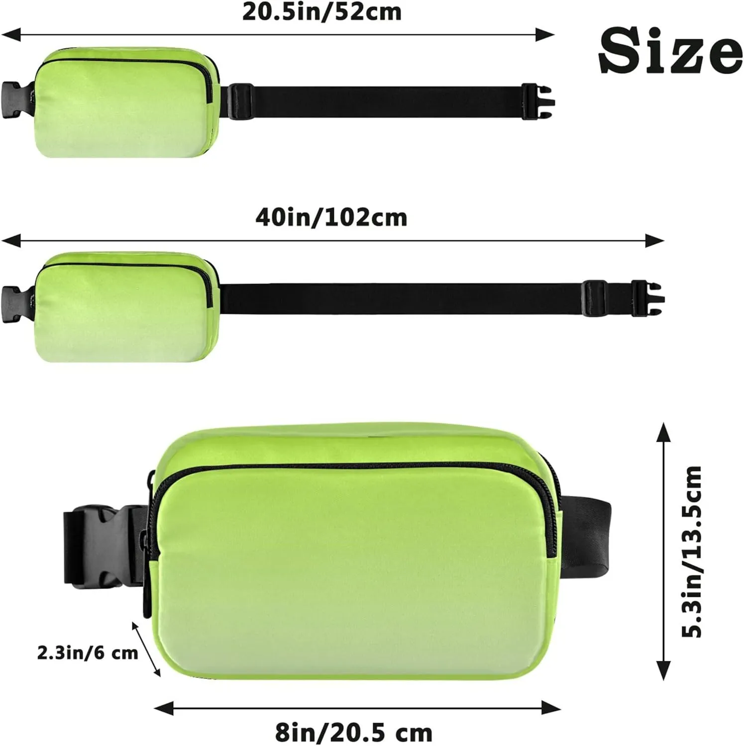 Lemon Green Honeydew Gradient Women Fanny Packs Waterproof Hip Bag Belt Purse Funky Crossbody Waist Bag