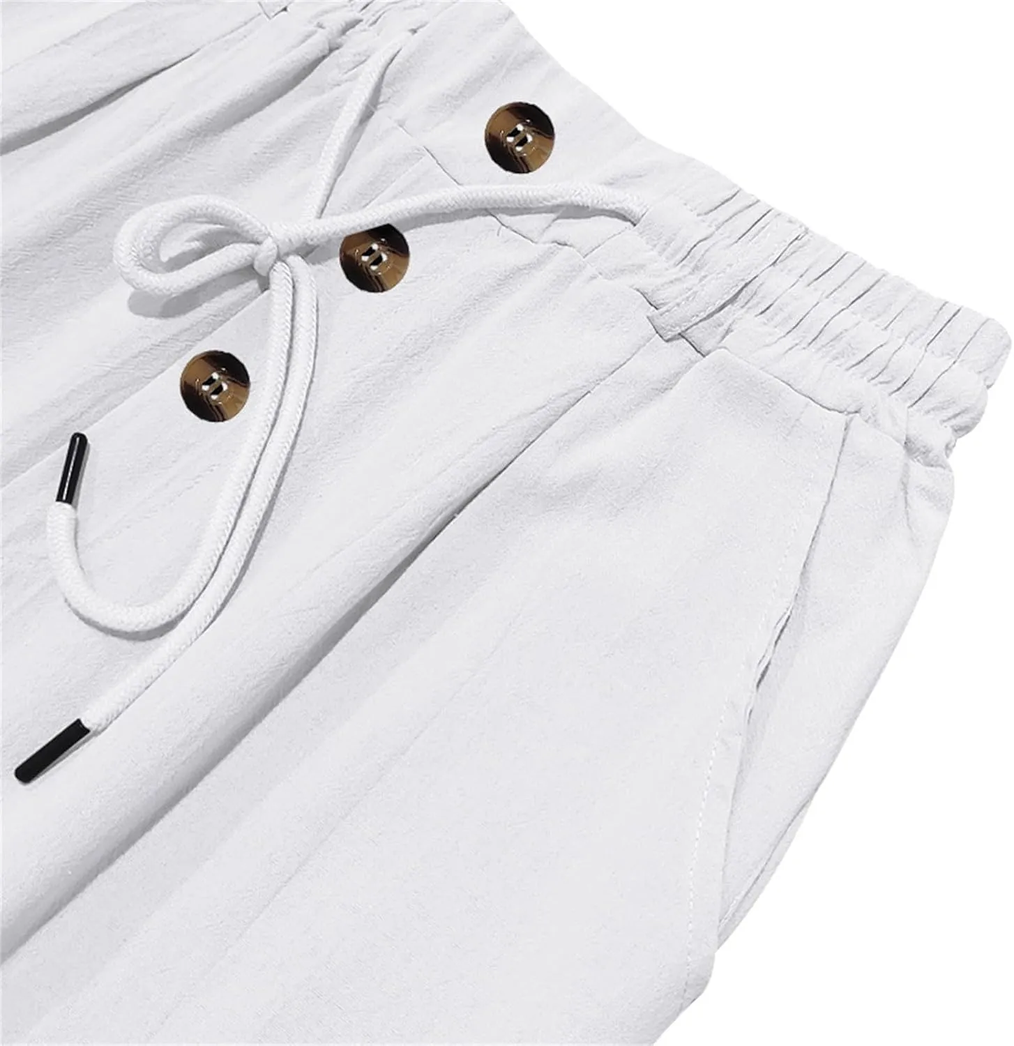 Linen Pants for Men Summer Lightweight Plain Casual Pants Beach Vacation Slacks Loose Fit Drawstring Waist Trousers