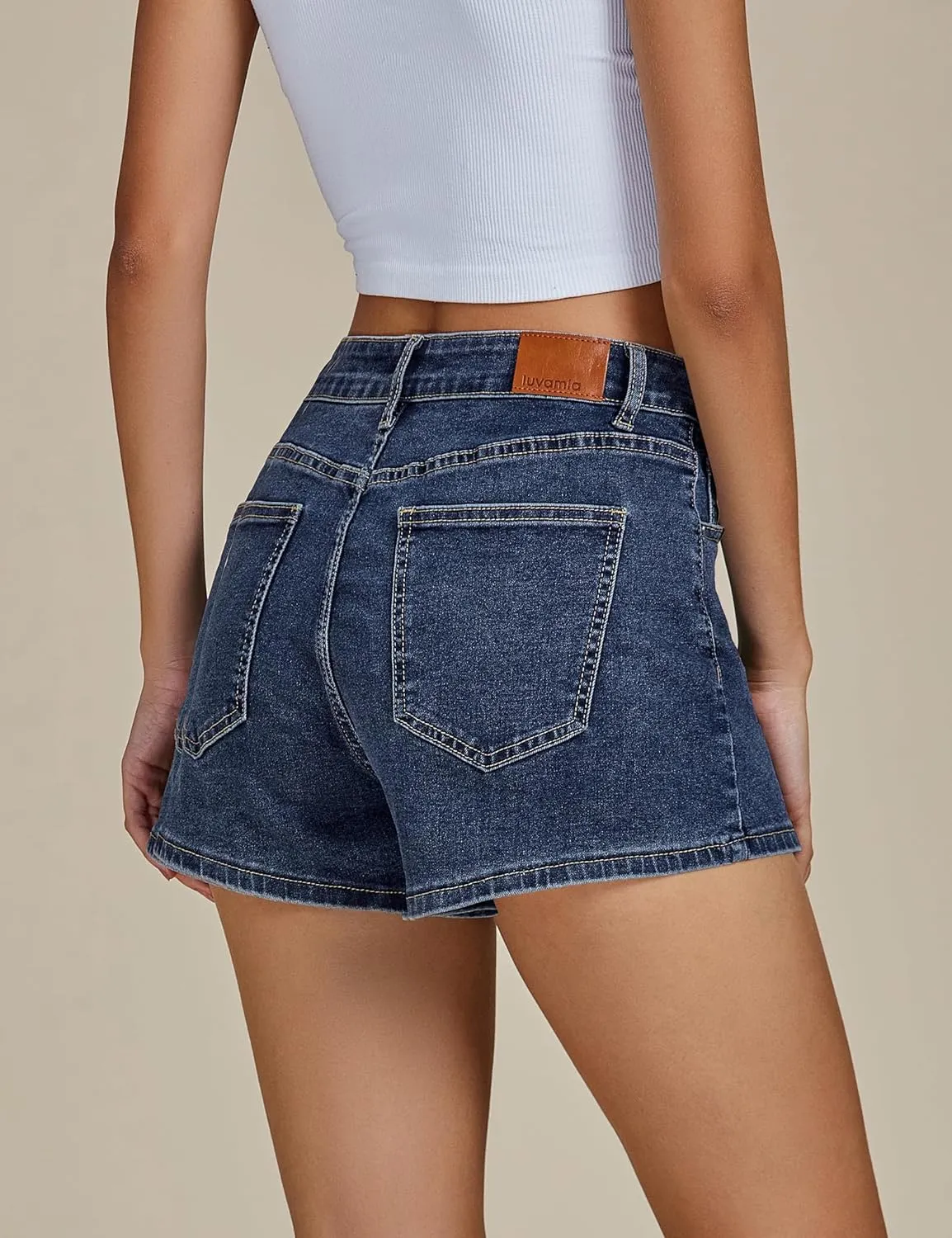 luvamia Jean Shorts for Women High Waisted Trendy Summer Casual Wide Leg Stretchy Denim Jorts Distressed Cut Off Shorts