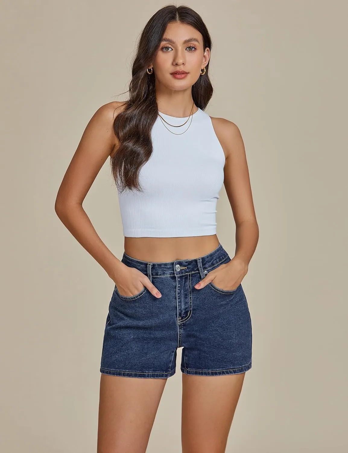 luvamia Jean Shorts for Women High Waisted Trendy Summer Casual Wide Leg Stretchy Denim Jorts Distressed Cut Off Shorts