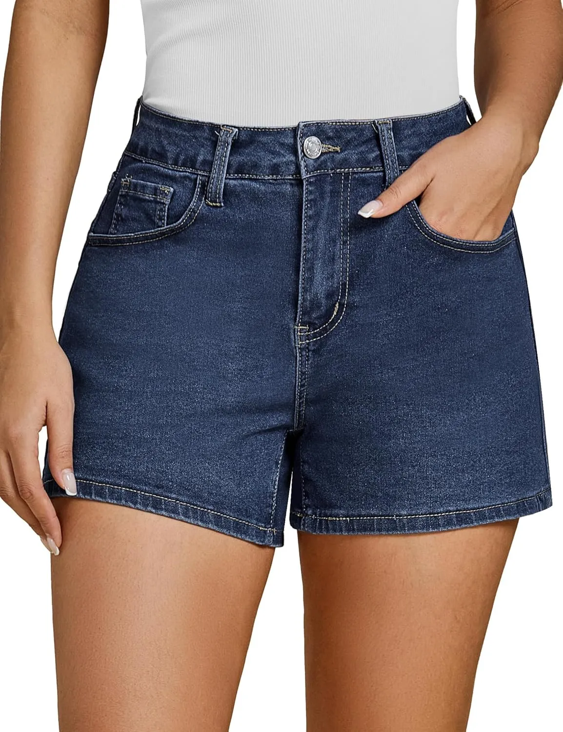 luvamia Jean Shorts for Women High Waisted Trendy Summer Casual Wide Leg Stretchy Denim Jorts Distressed Cut Off Shorts